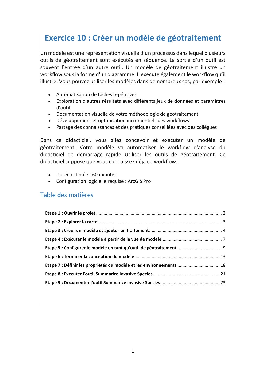 First page of 22   EX10 Cr er un mod le de g otraitement