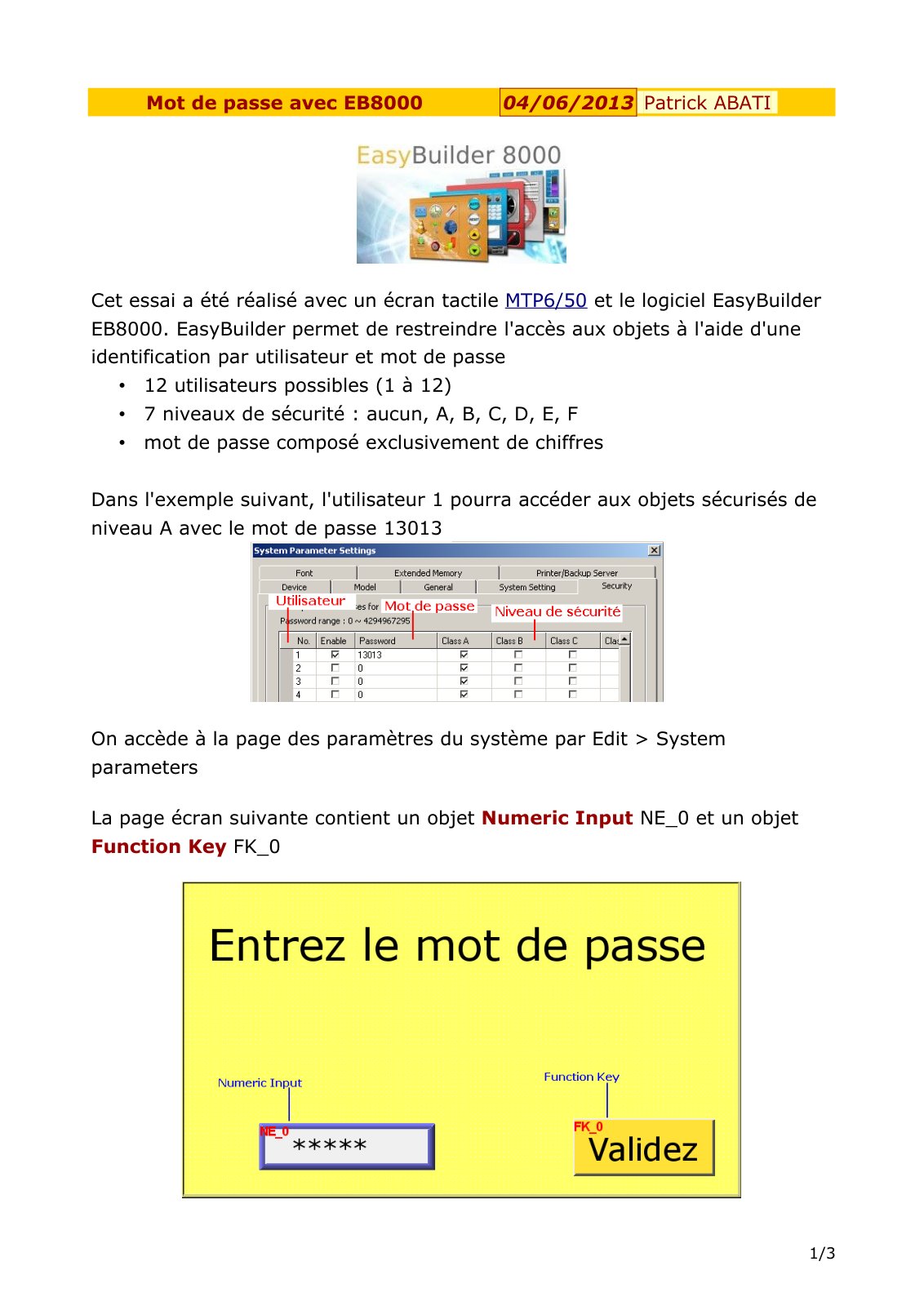 First page of mot passe eb8000