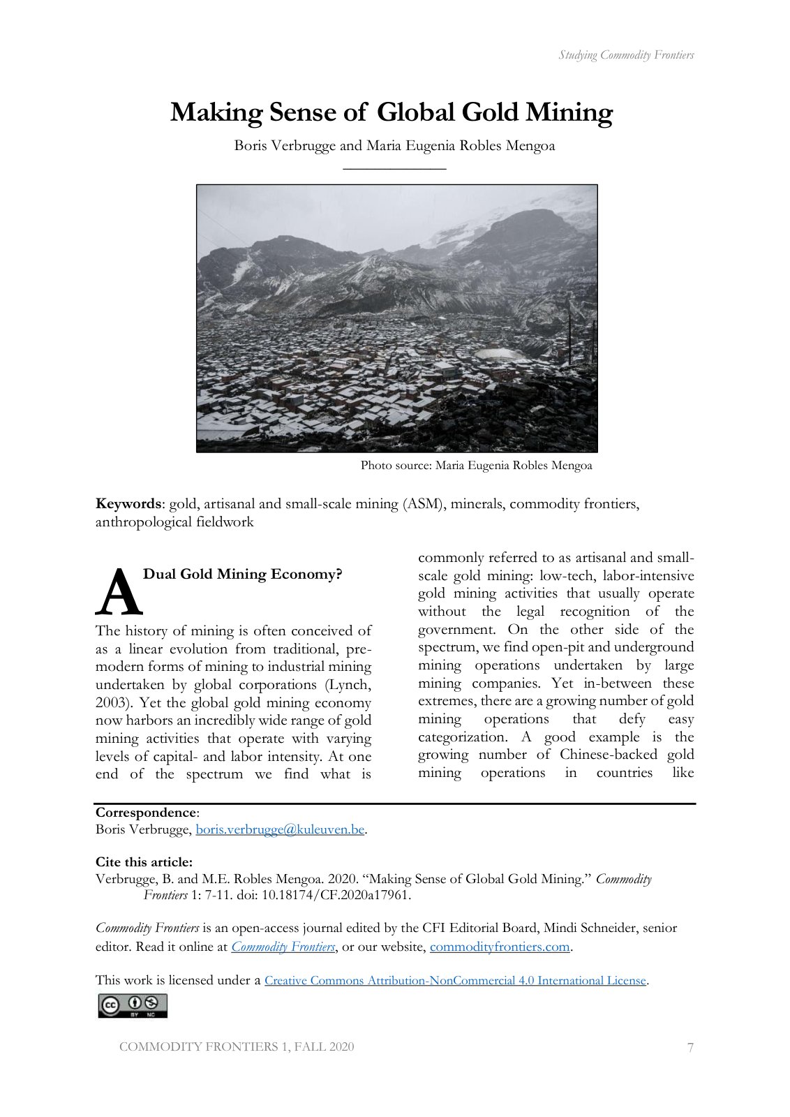 First page of Making Sense of Global Gold Mining