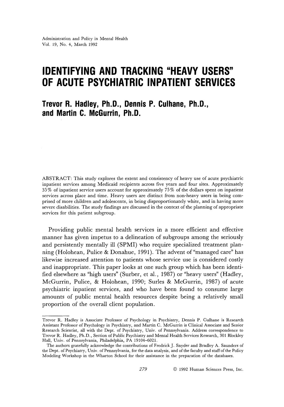 First page of Identifying and tracking heavy users of