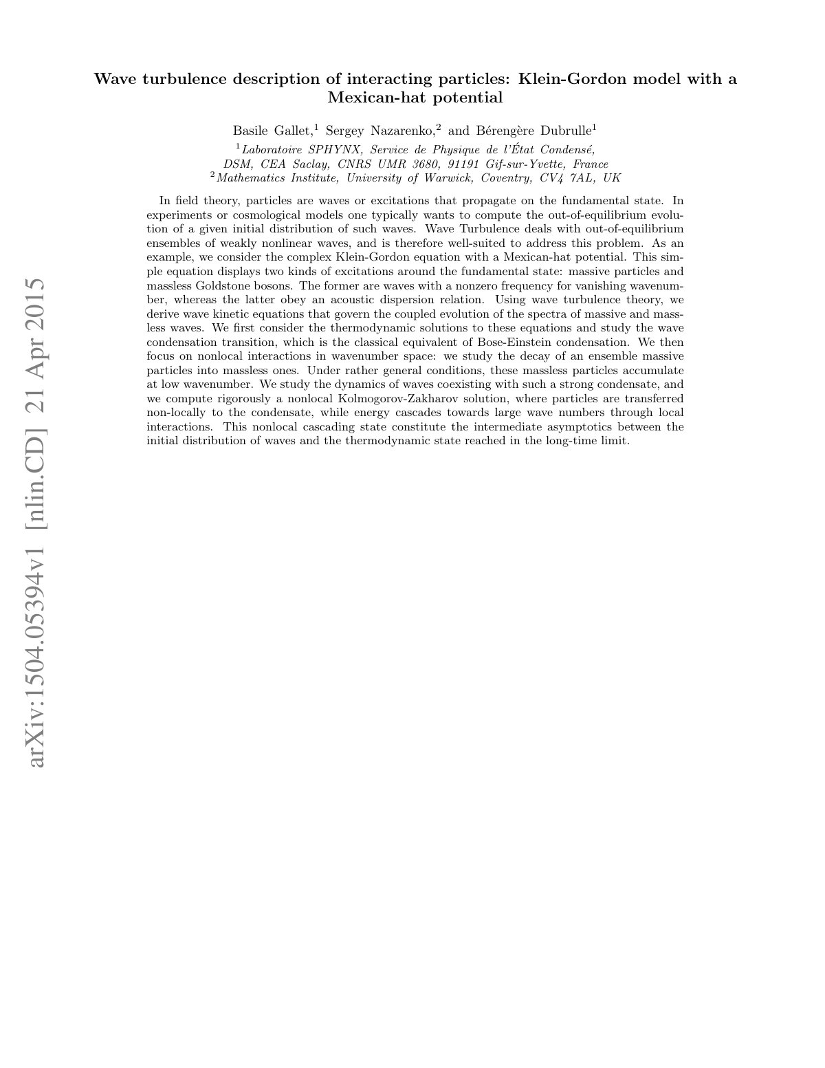 First page of Wave turbulence description of interacti