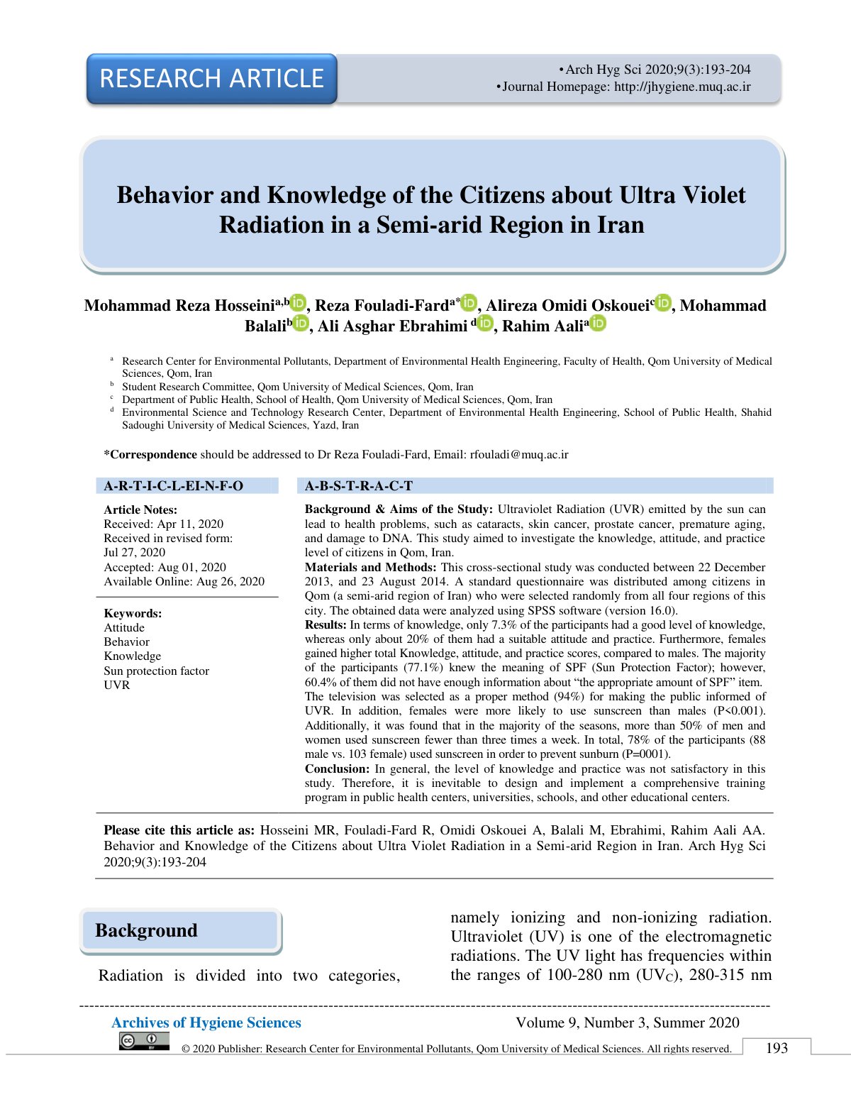 First page of Behavior and Knowledge of the Citizens a