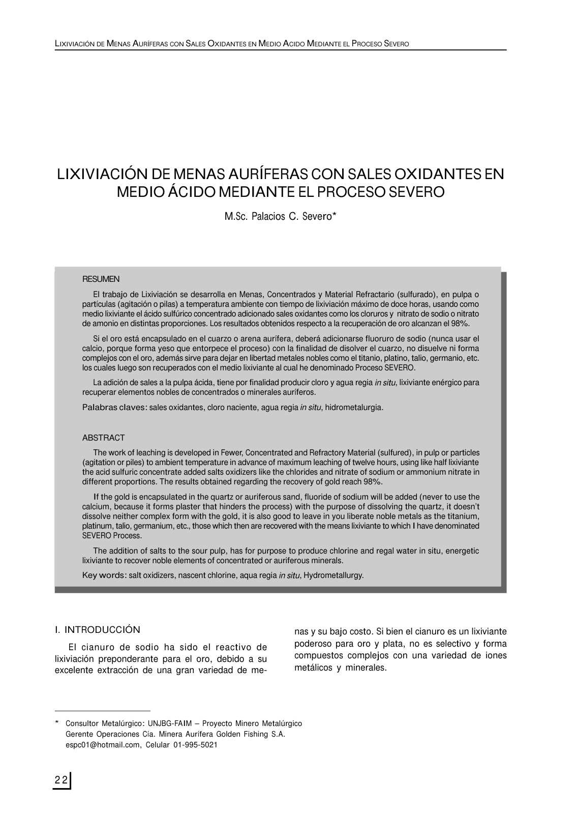 First page of oro lixiviacion