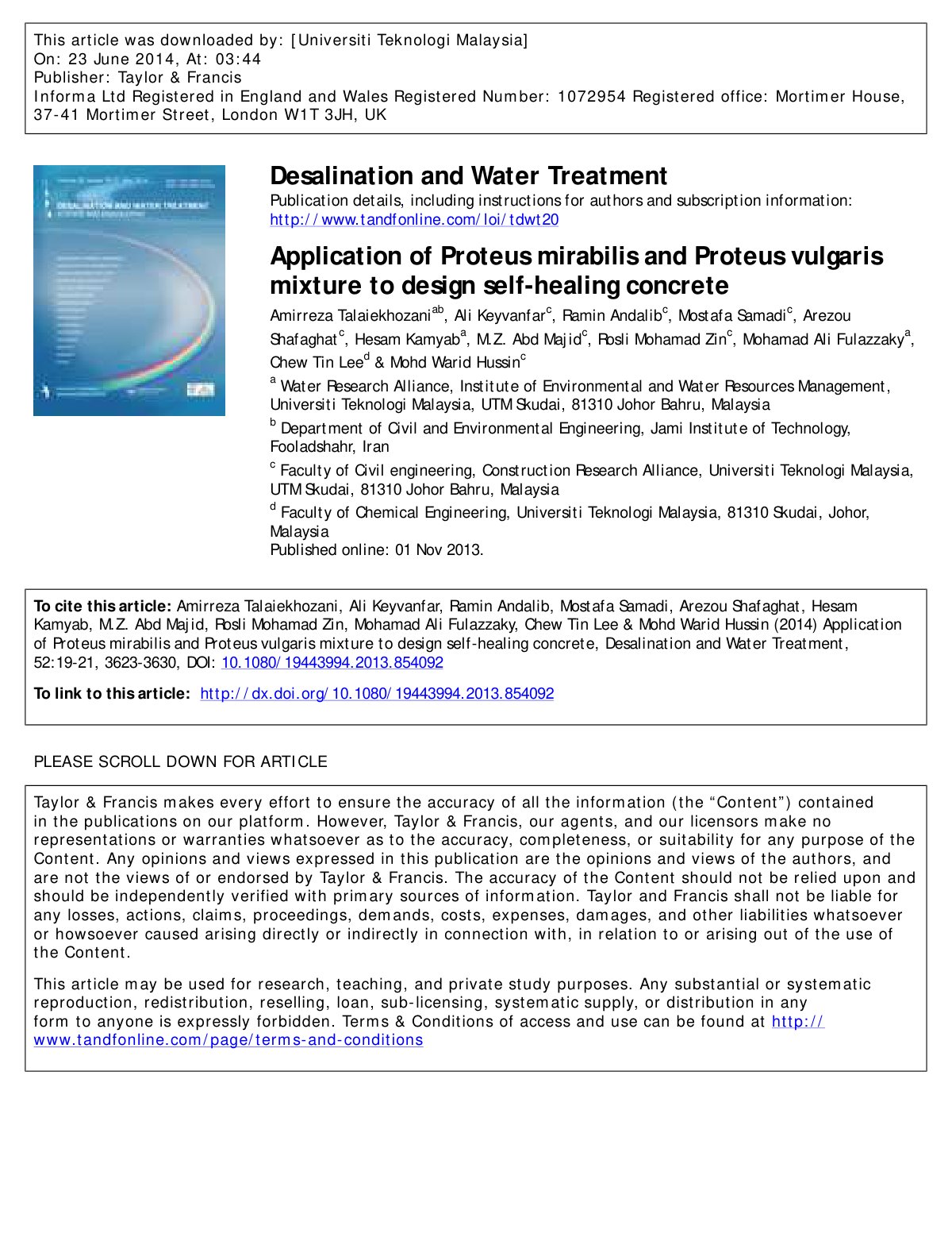 First page of Application of Proteus mirabilis and Pro