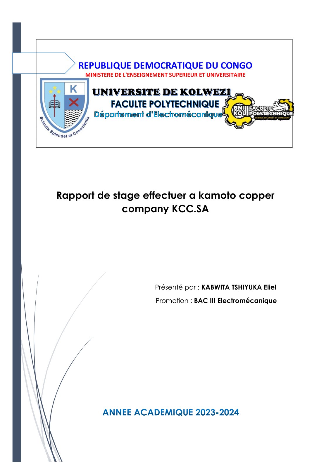 First page of TP DE CHIMIE INDUSTRIELLE