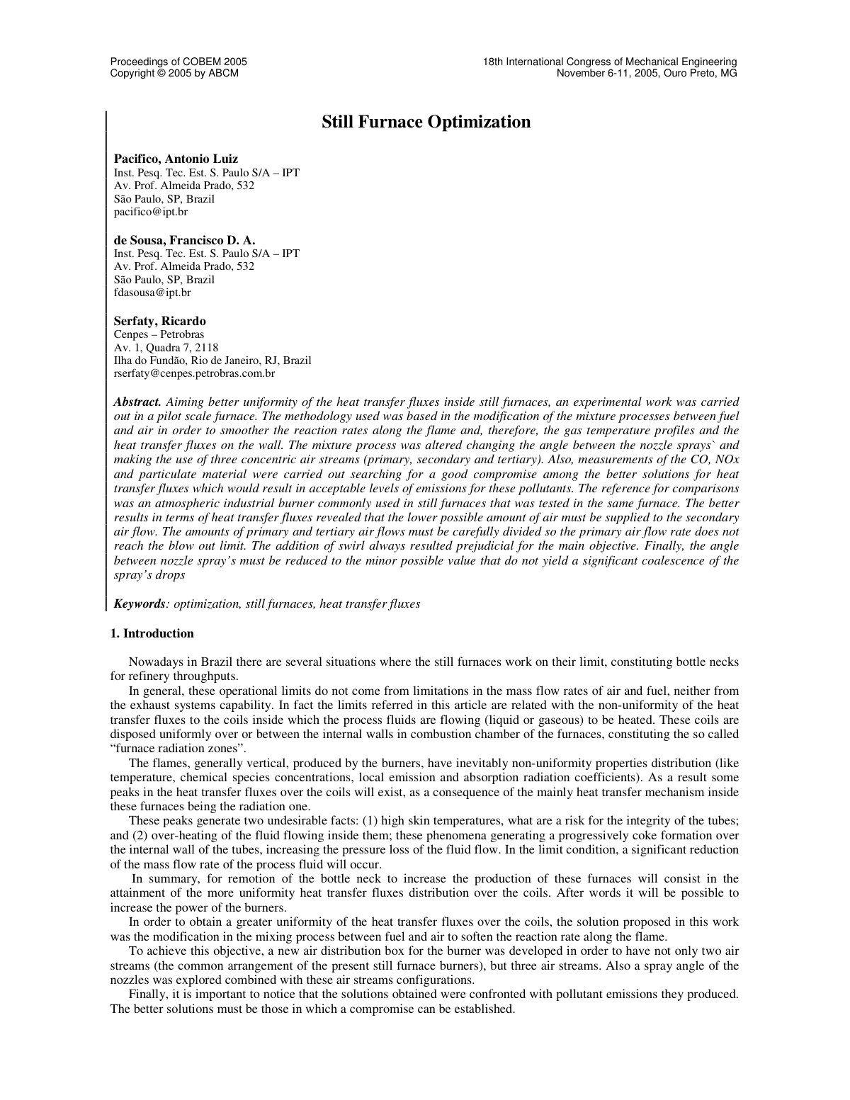 First page of Still Furnace Optimization