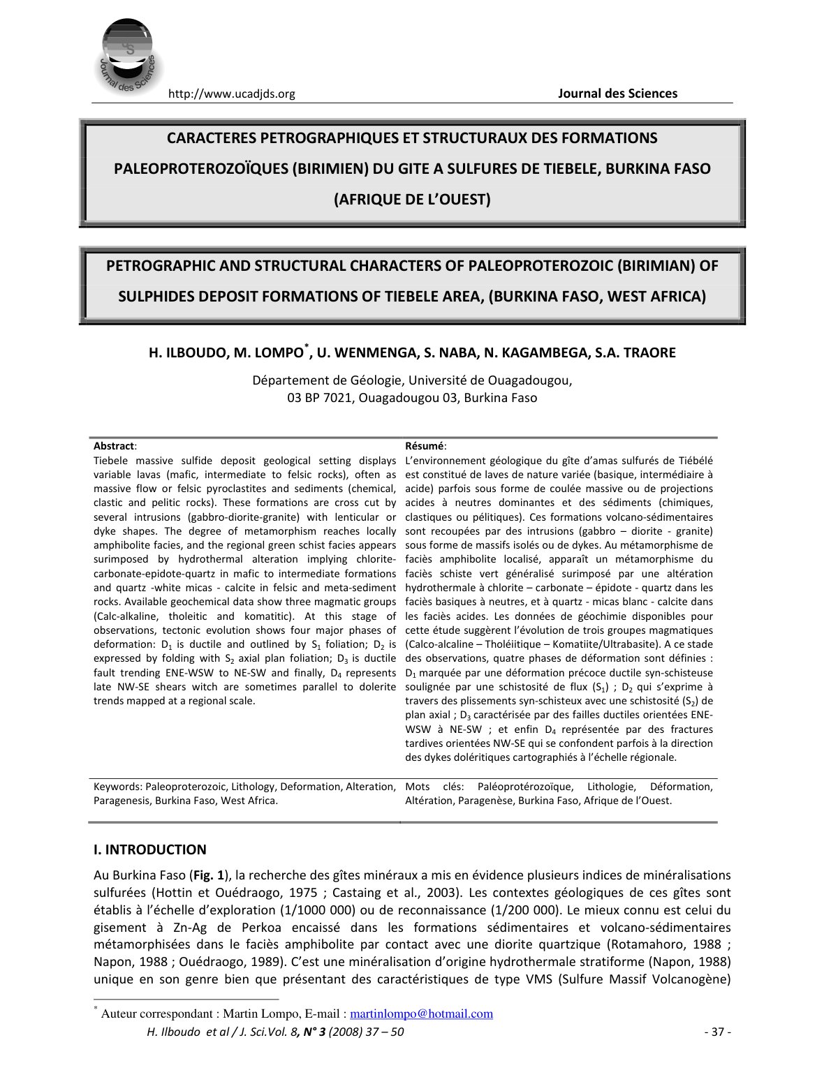 First page of Article Ilboudo et al