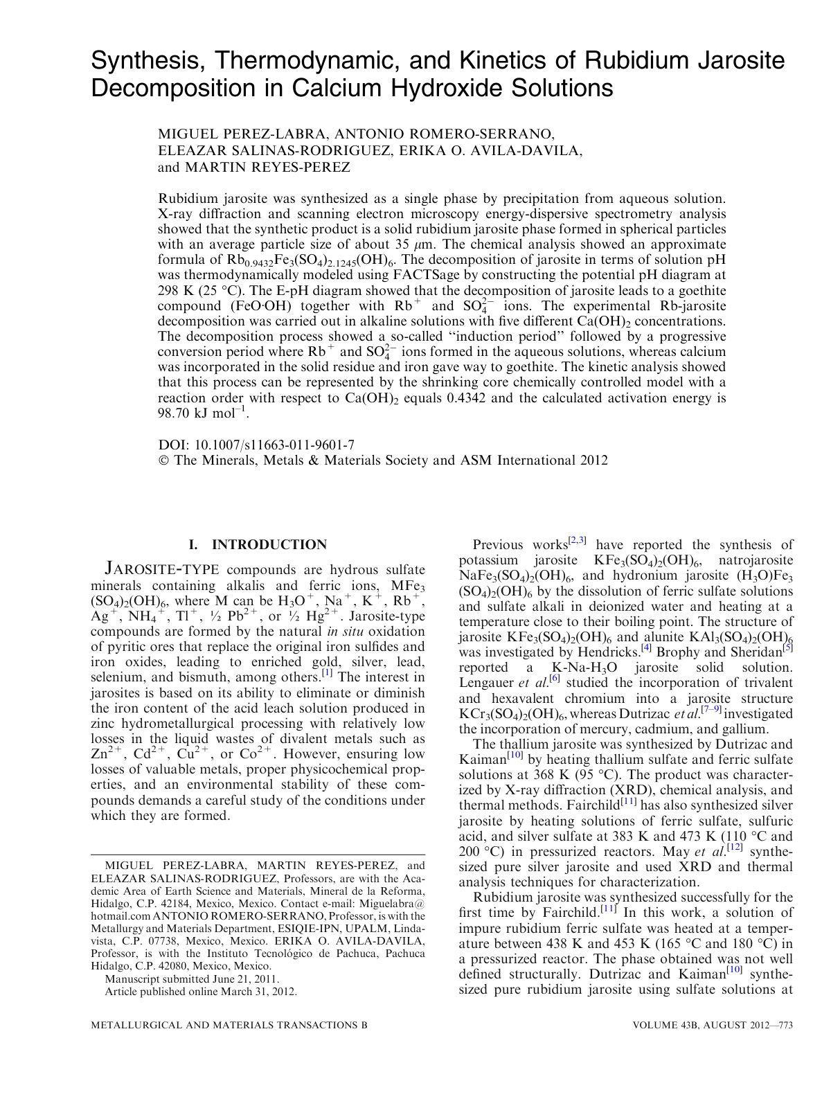 First page of Synthesis Thermodynamic and Kinetics of