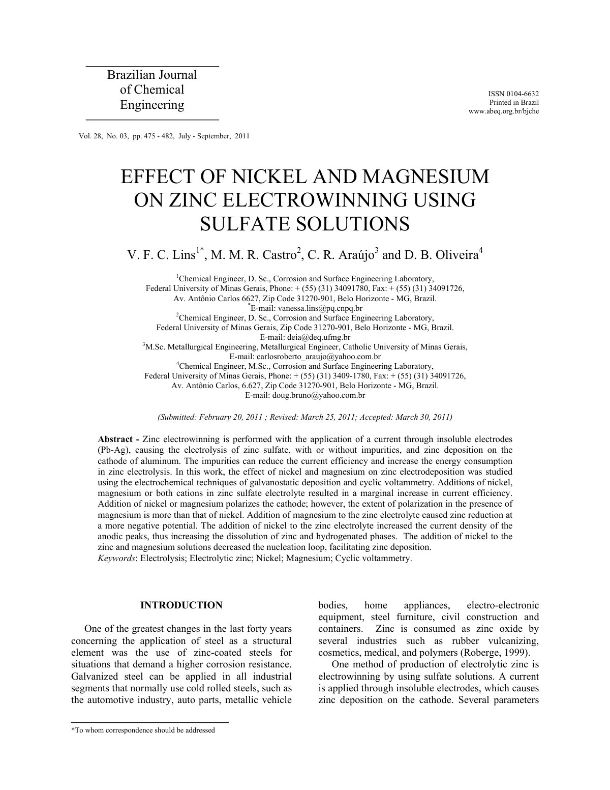 First page of Effect of nickel and magnesium on zinc e