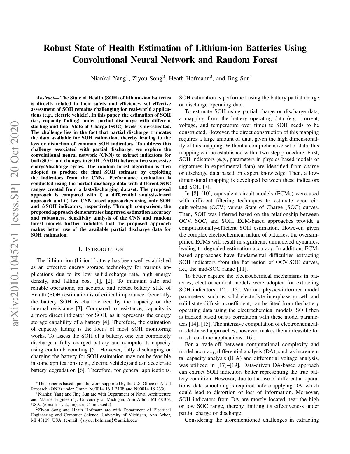 First page of Robust State of Health Estimation of Lithium-ion Batteries Using