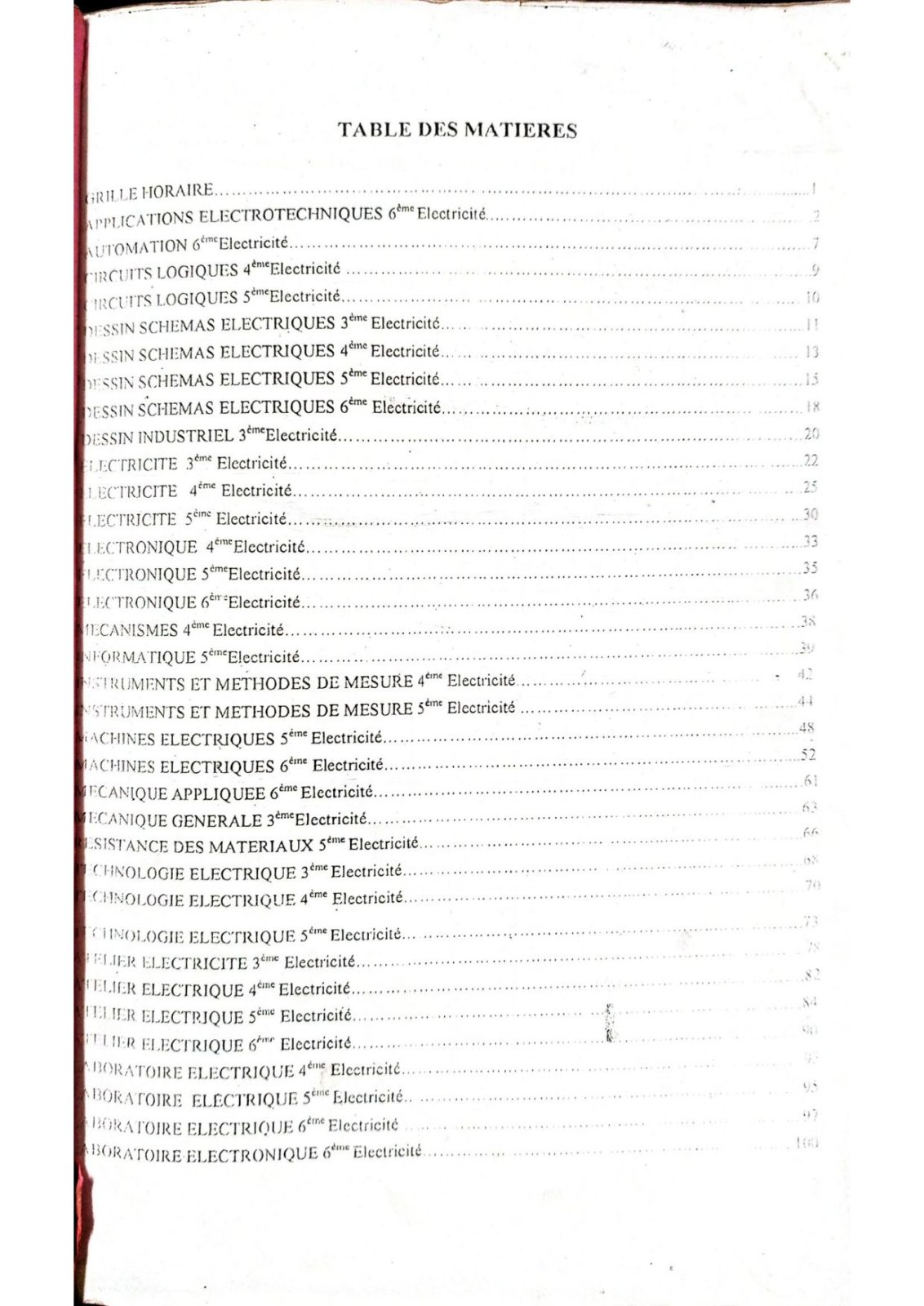 First page of programme national d'électricité