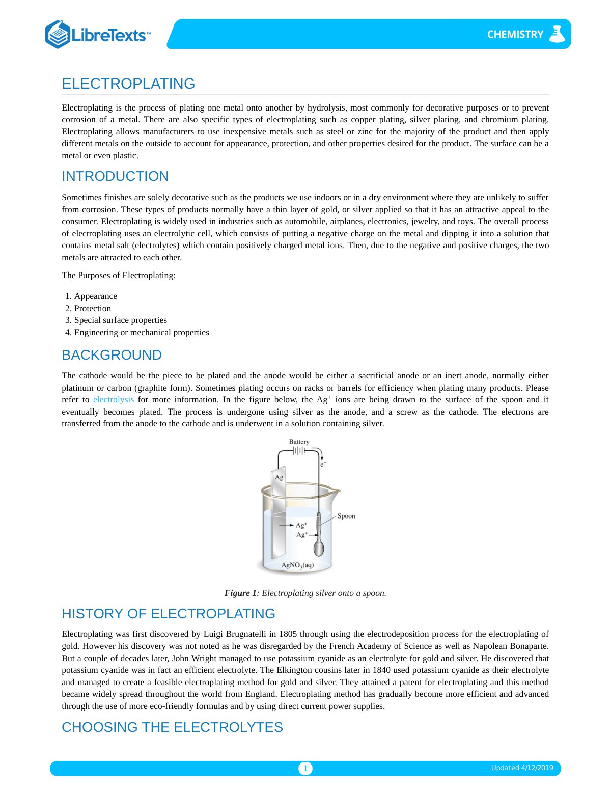 First page of Electroplating