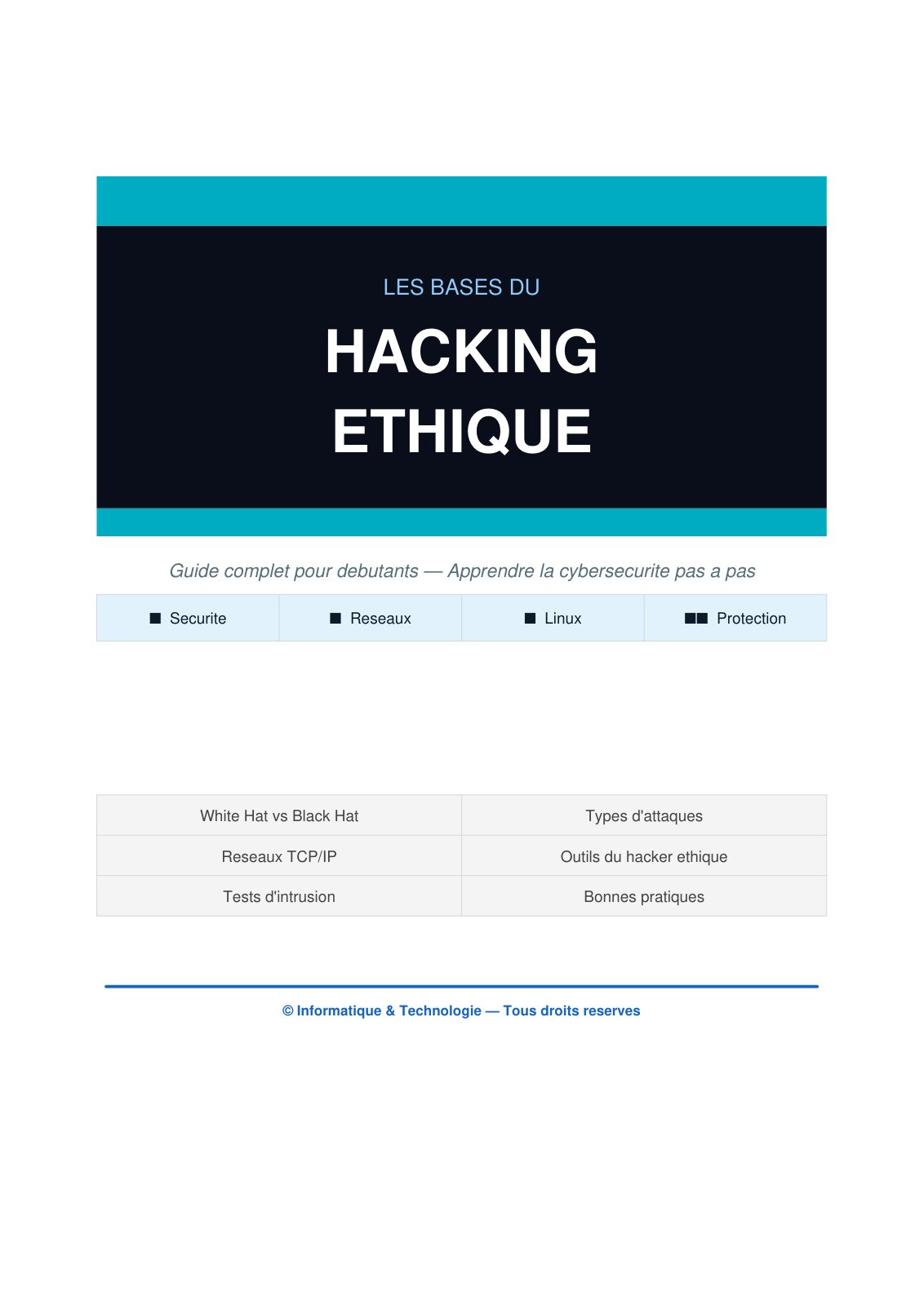 First page of Hacking Ethique InformatiqueTechnologie