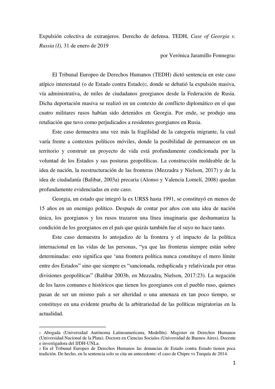 First page of TEDH Verojllo