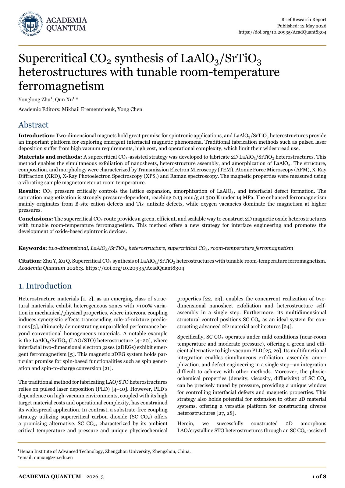 First page of Supercritical CO2 synthesis of LaAlO3 Sr