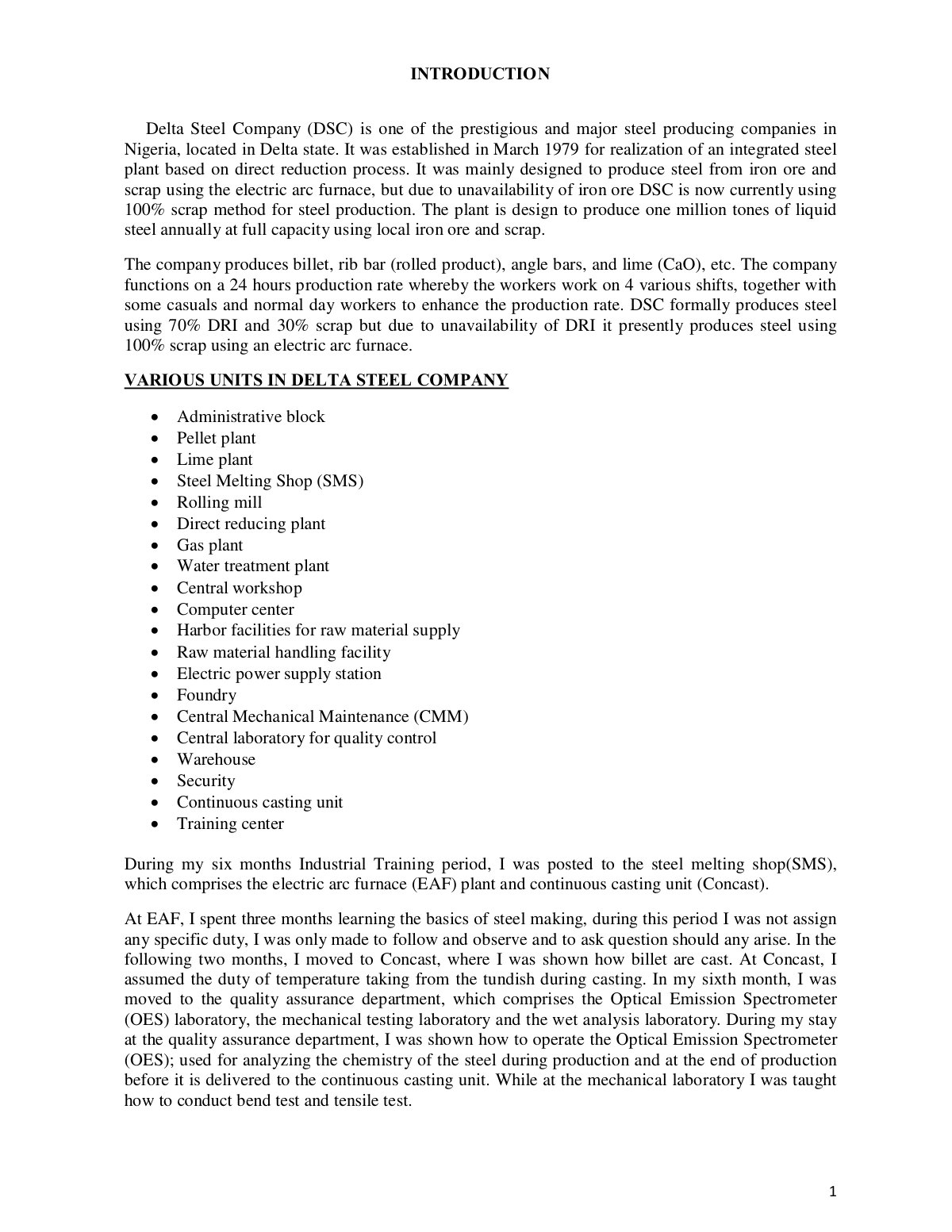First page of Steel making