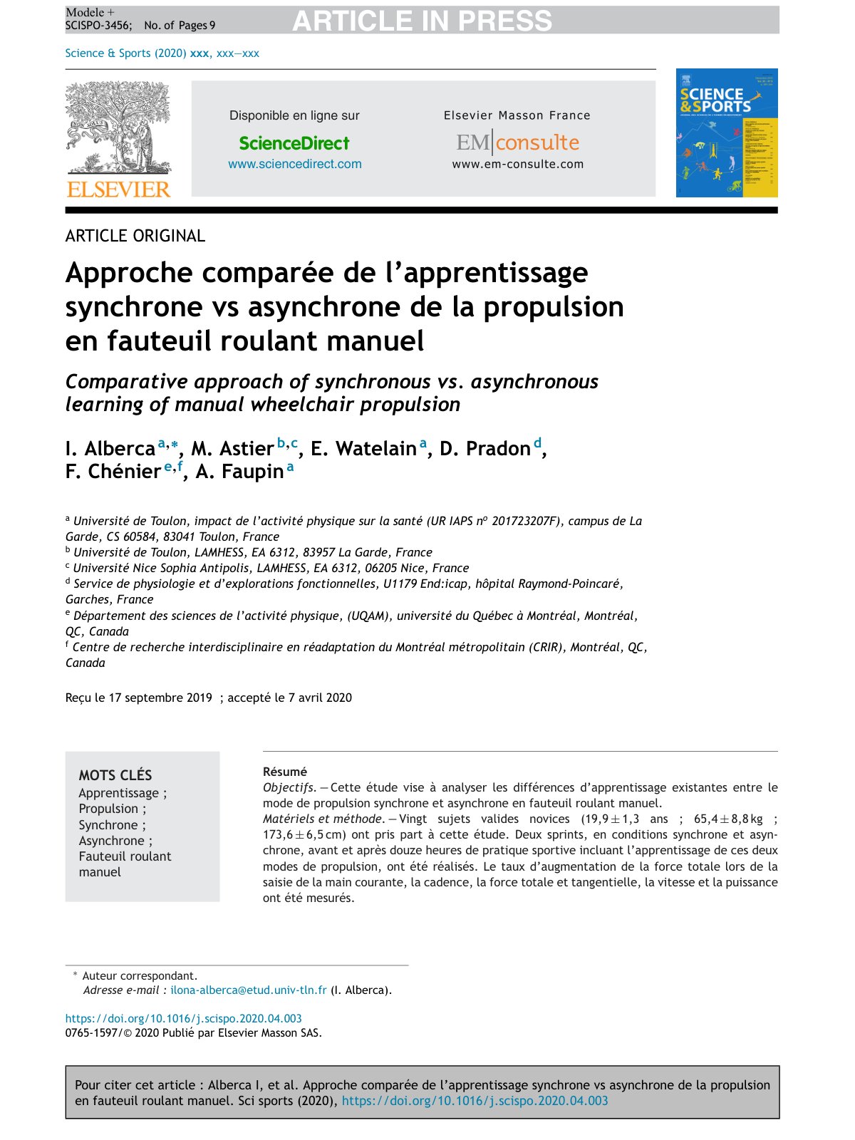 First page of Approche comparée de l’apprentissage synchrone vs asynchrone    I. Alberca M. Astier E. Watelain D. Pradon F. Chénier    ( WeLib.org )