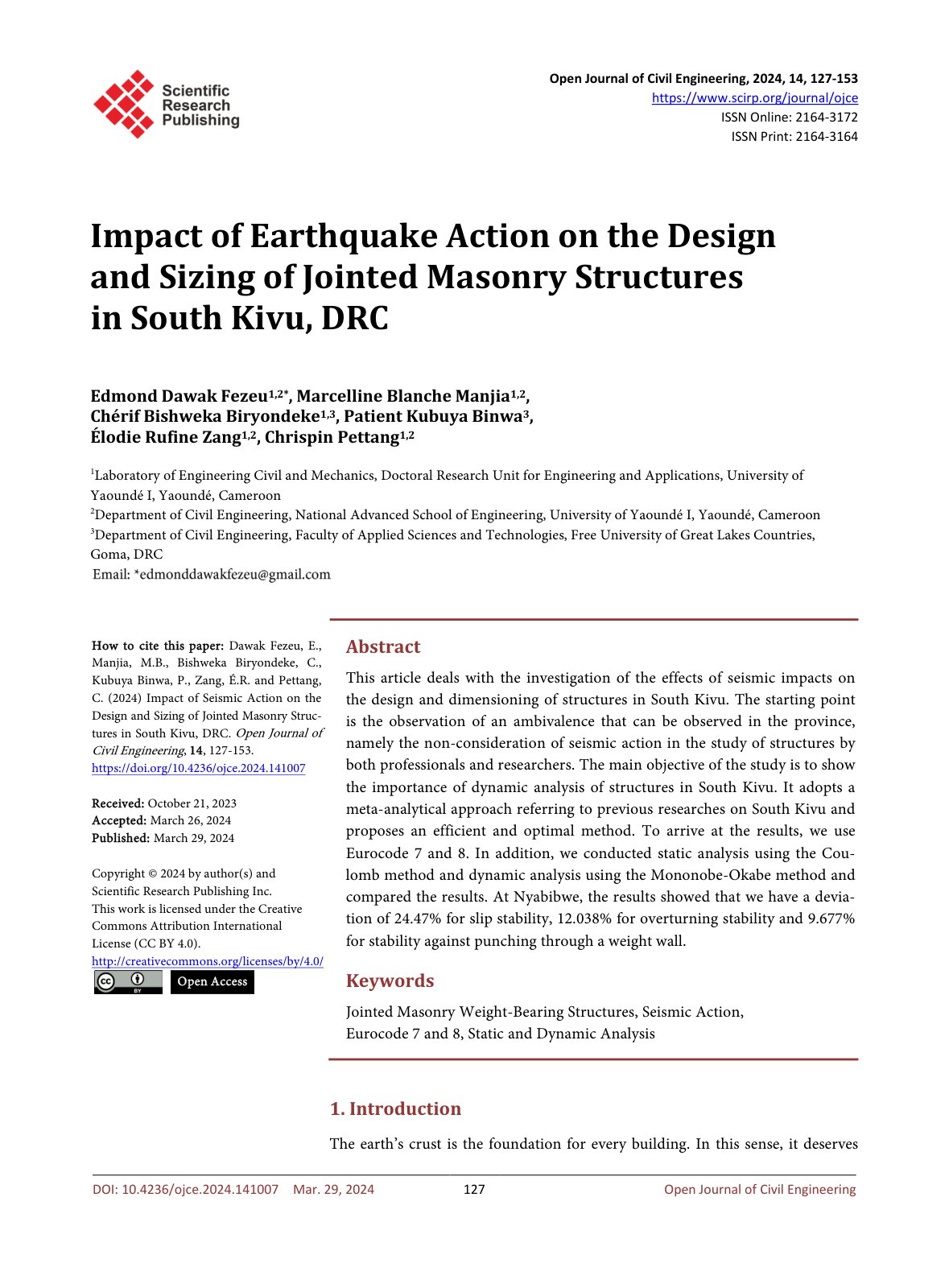First page of Impact of Earthquake Action on the Desig