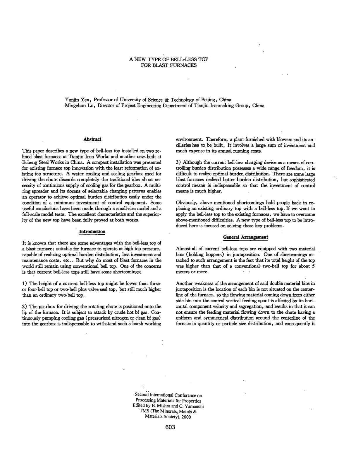 First page of A NEW TYPE OF BELL-LESS TOP FOR BLAST FURNACES