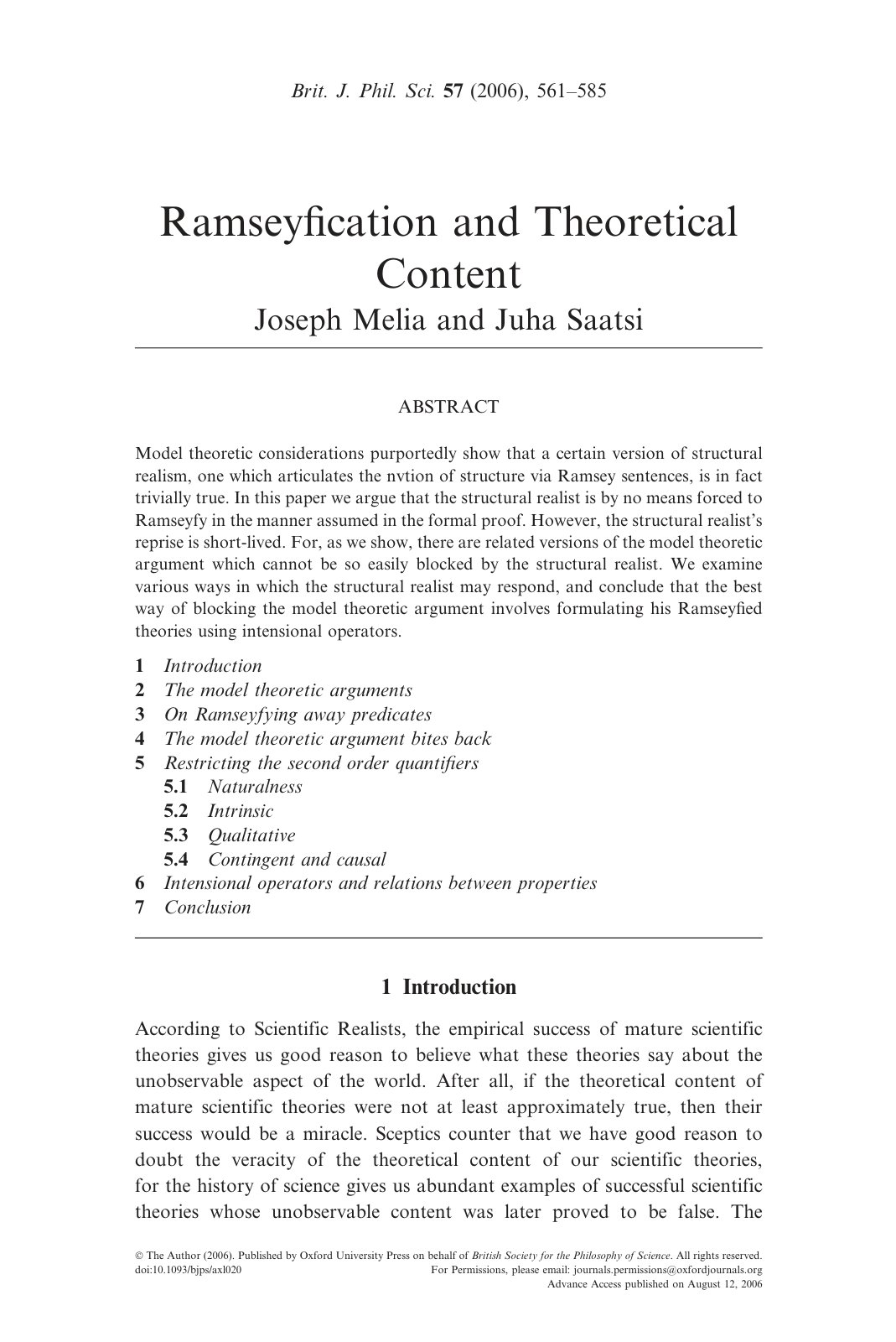First page of Ramseyfication and Theoretical Content
