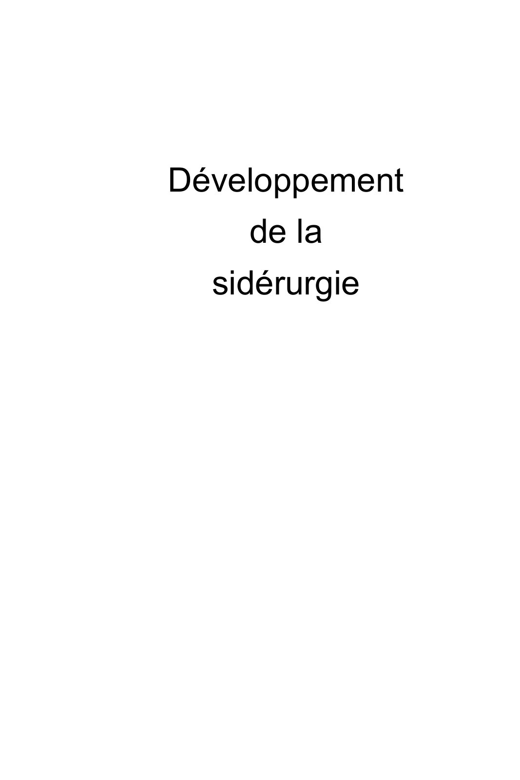 First page of Développement de la sidérurgie