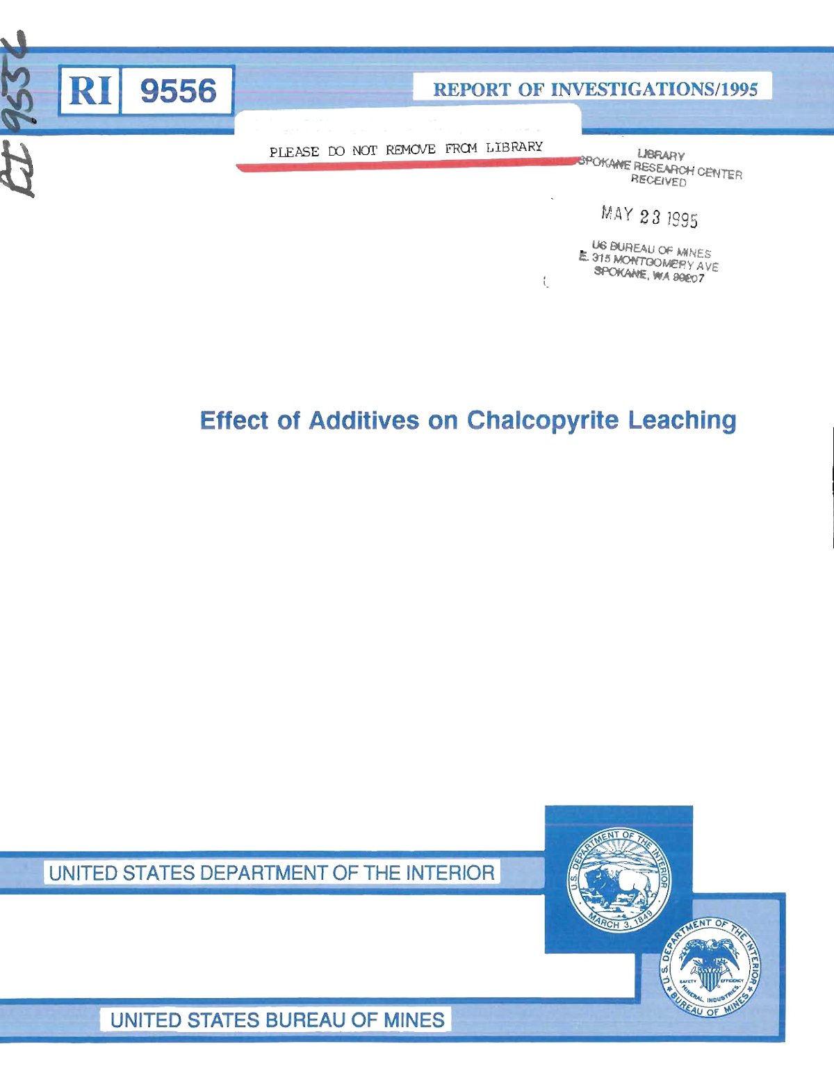 First page of Effect of Additives on Chalcopyrite Leaching