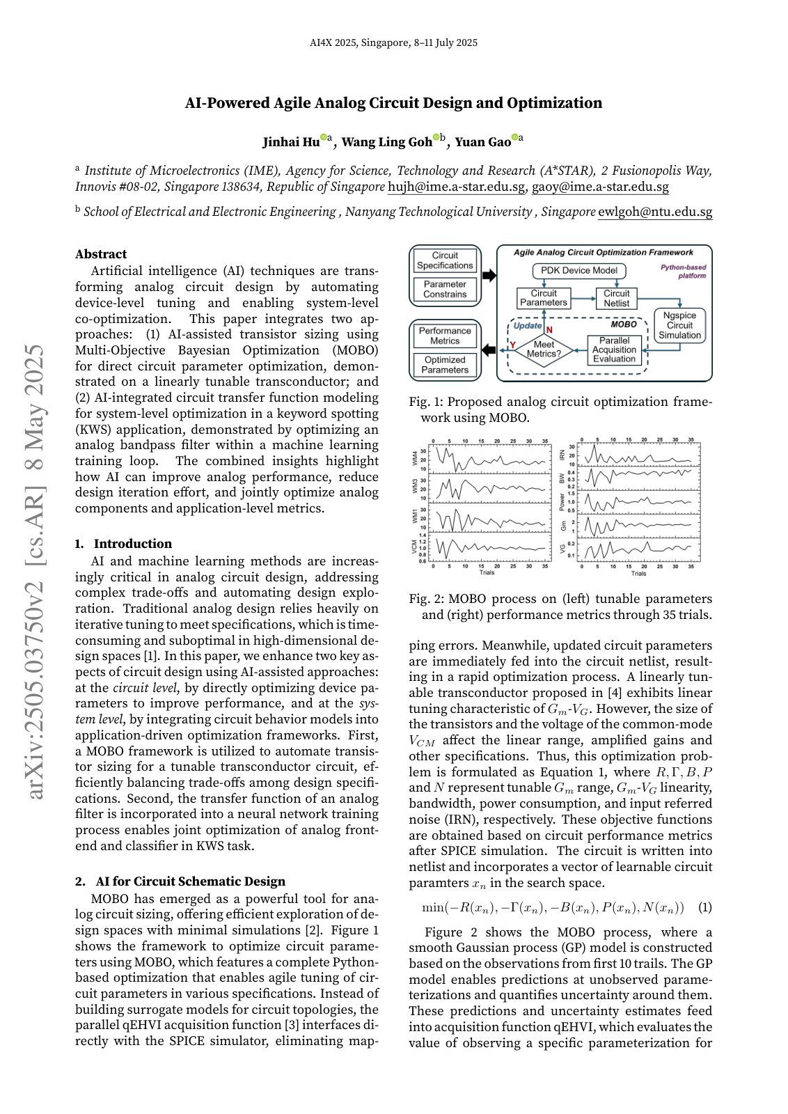 First page of AI-Powered Agile Analog Circuit Design and Optimization