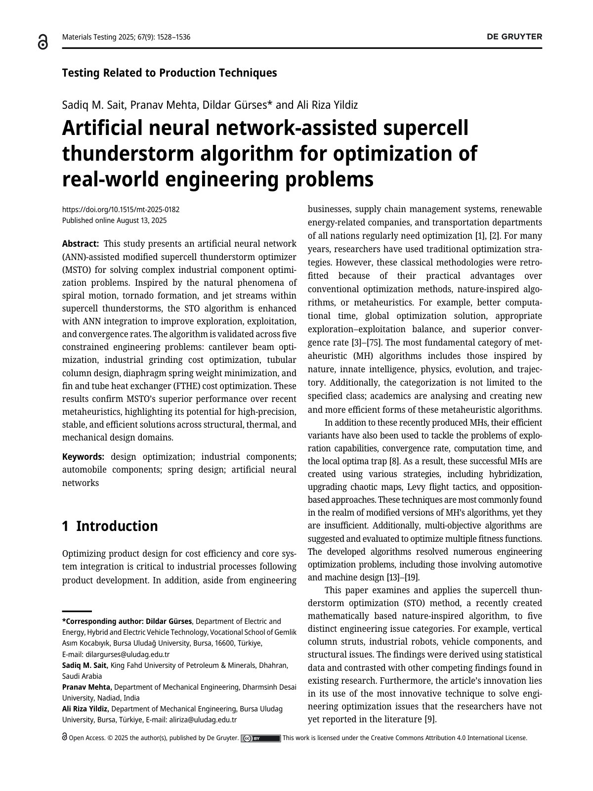First page of Artificial neural network assisted supercell thund