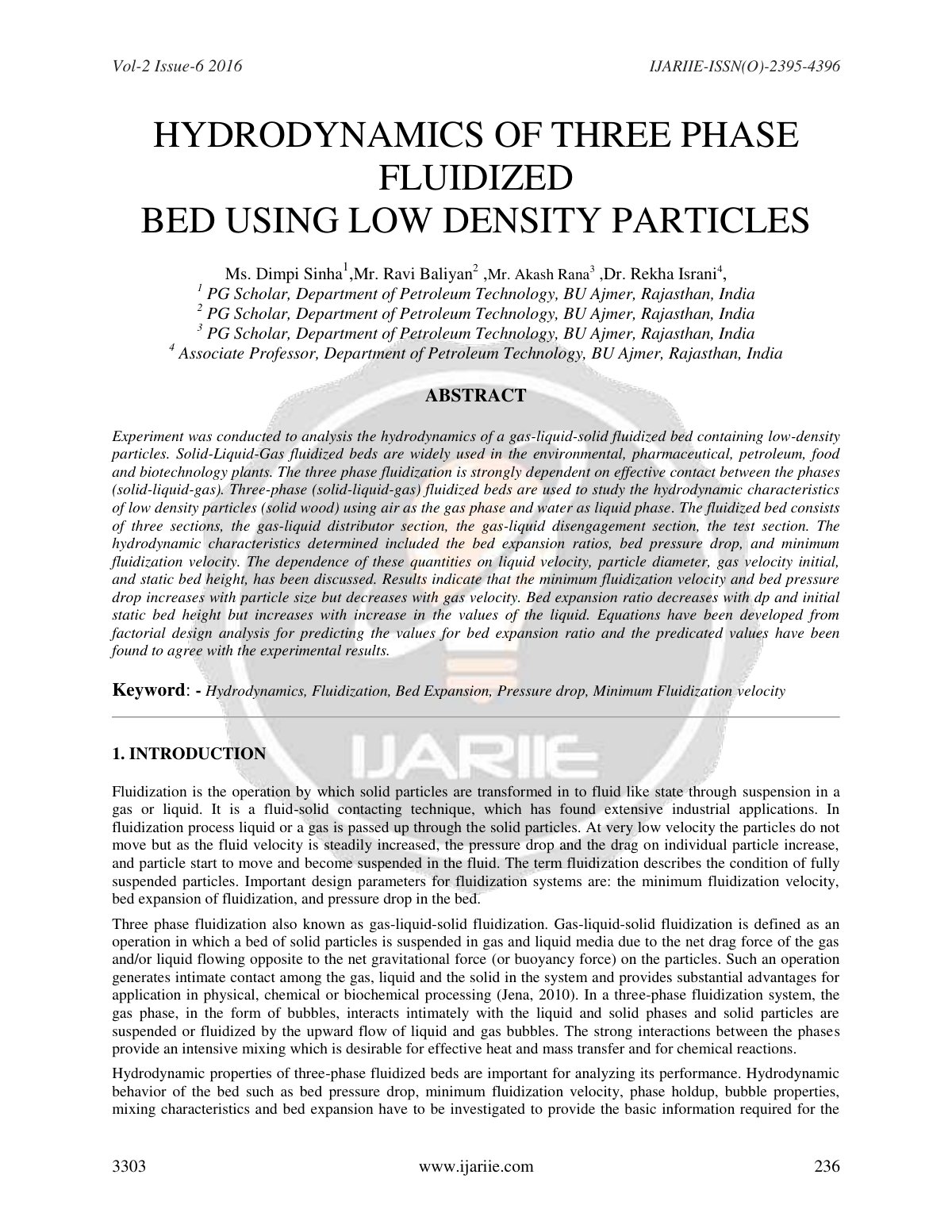 First page of Hydrodynamics of Three Phase Fluidized B