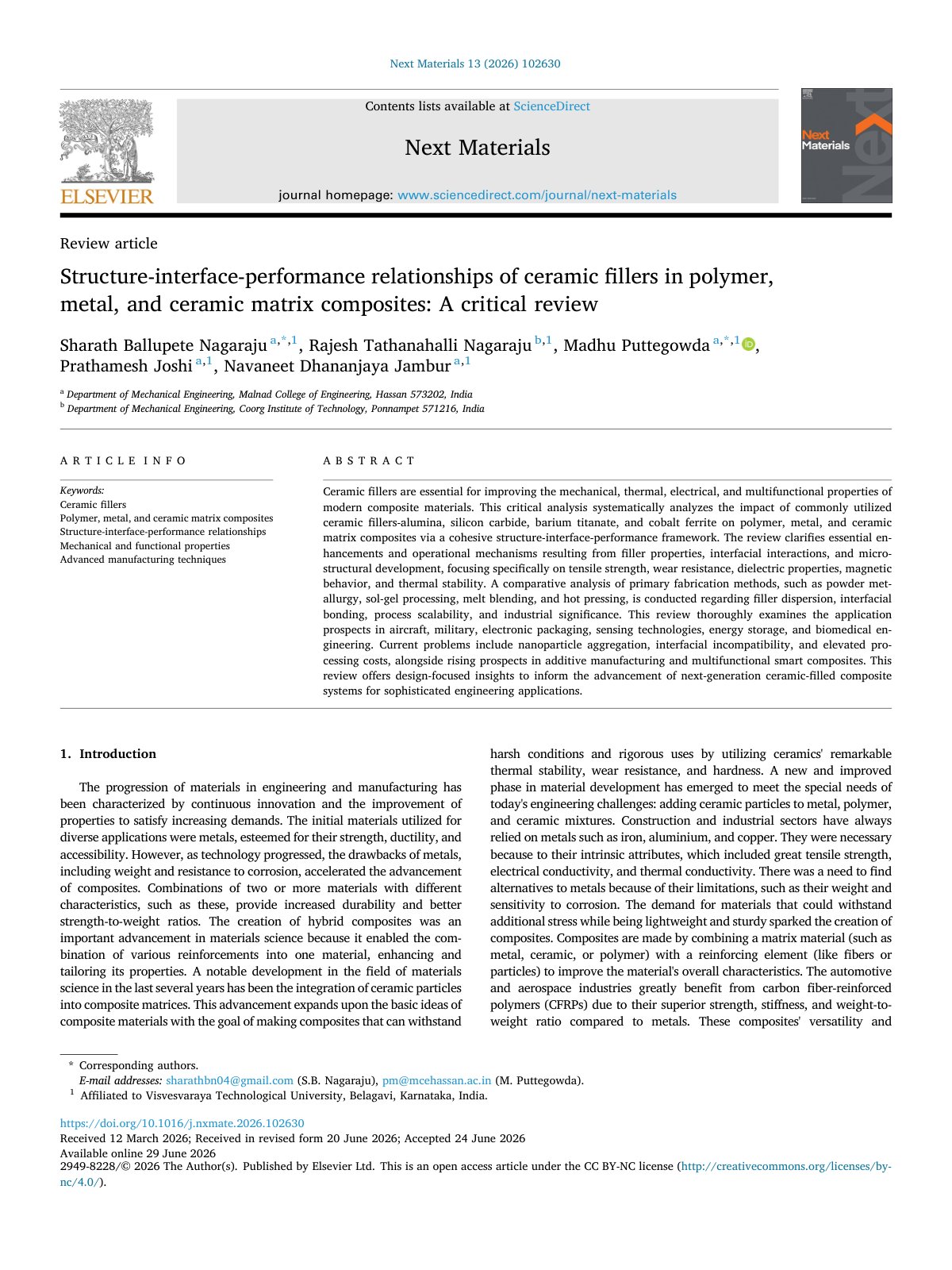 First page of Structure interface performance relationships of ceramic fillers 2026 Next M
