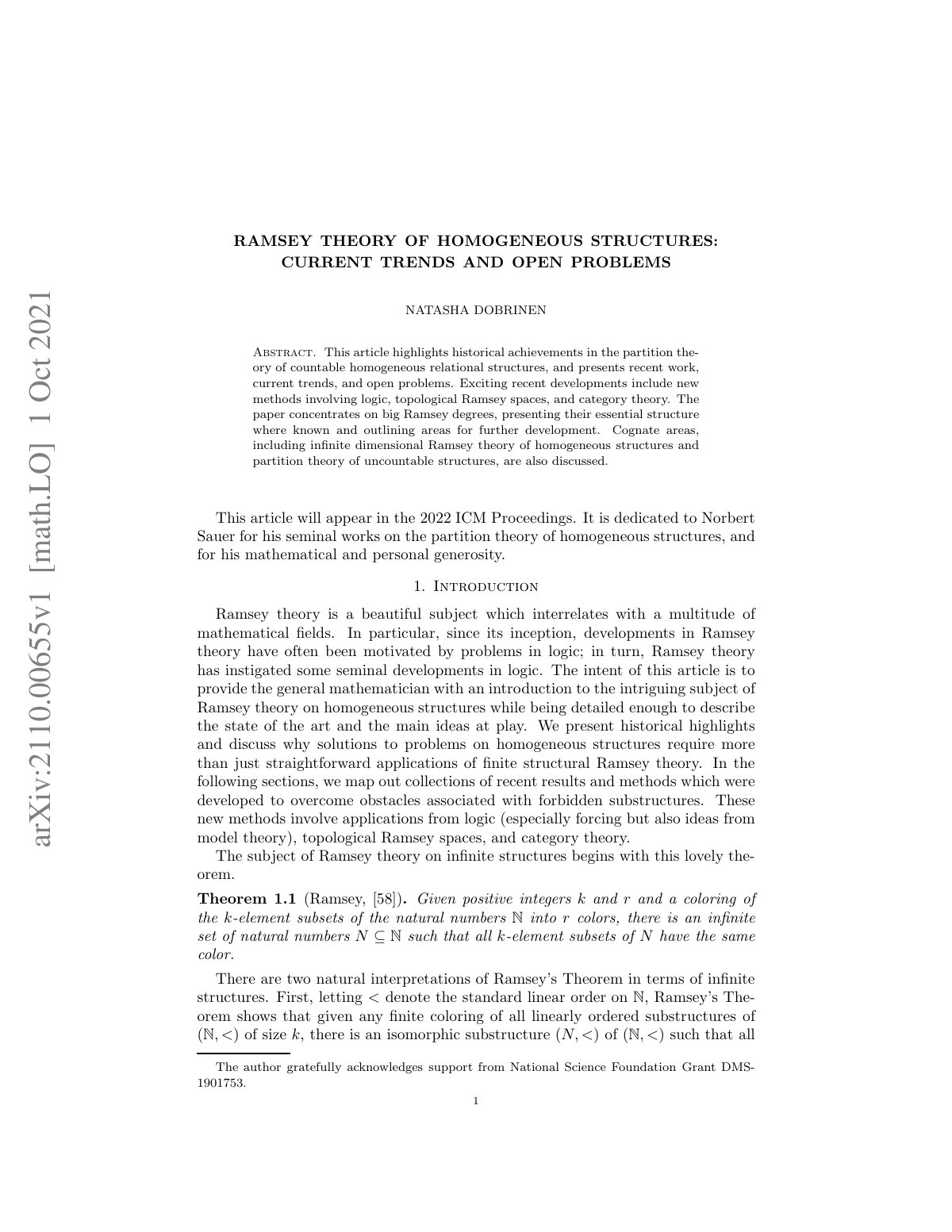 First page of Ramsey theory of homogeneous structures