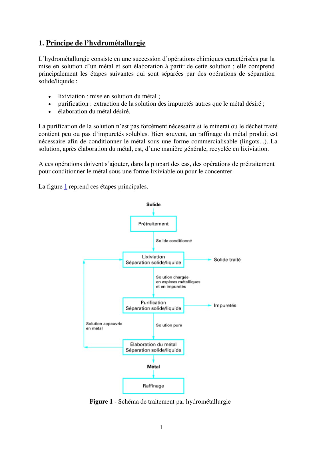 First page of 646634191 COURS D HYDROMETALLURGIE