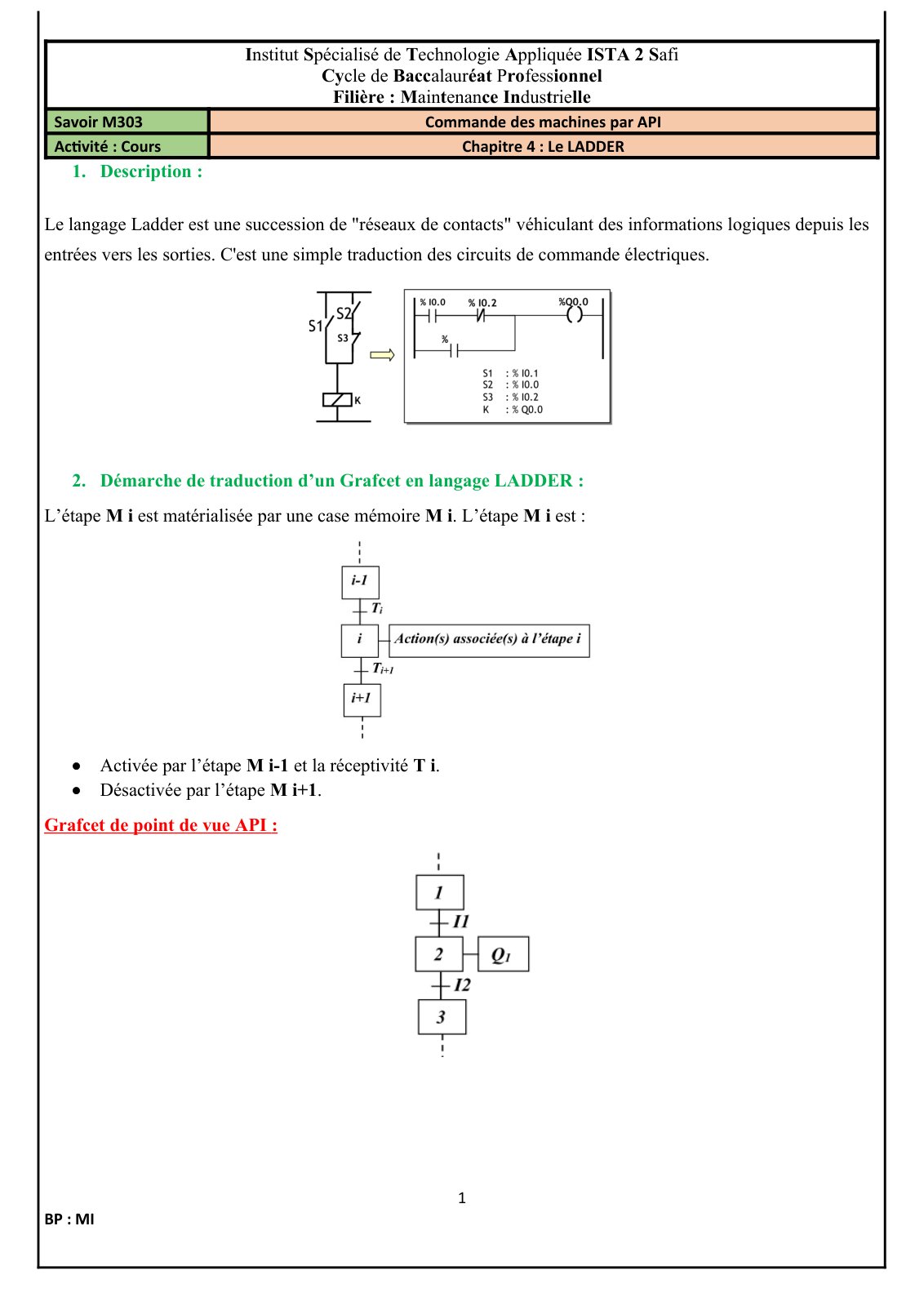 First page of 643461916 CH 4 Langage LADDER