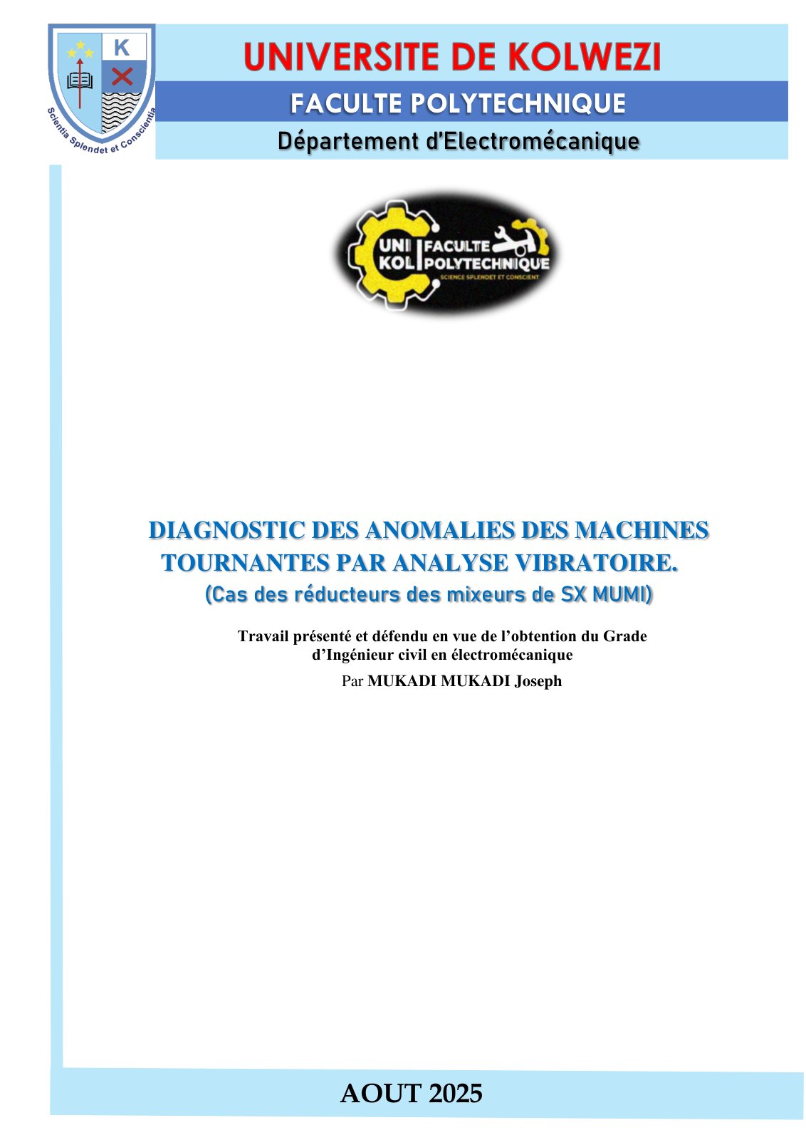 First page of Diagnostic des anomalies des machines tournantes par analyse vibratoire
