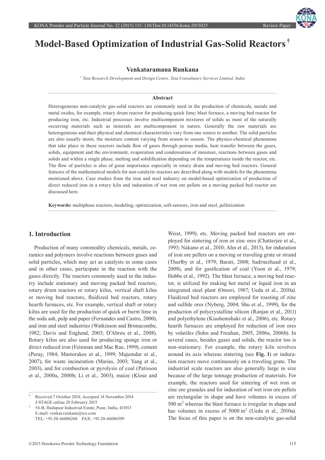 First page of Model-Based Optimization of Industrial Gas-Solid Reactors