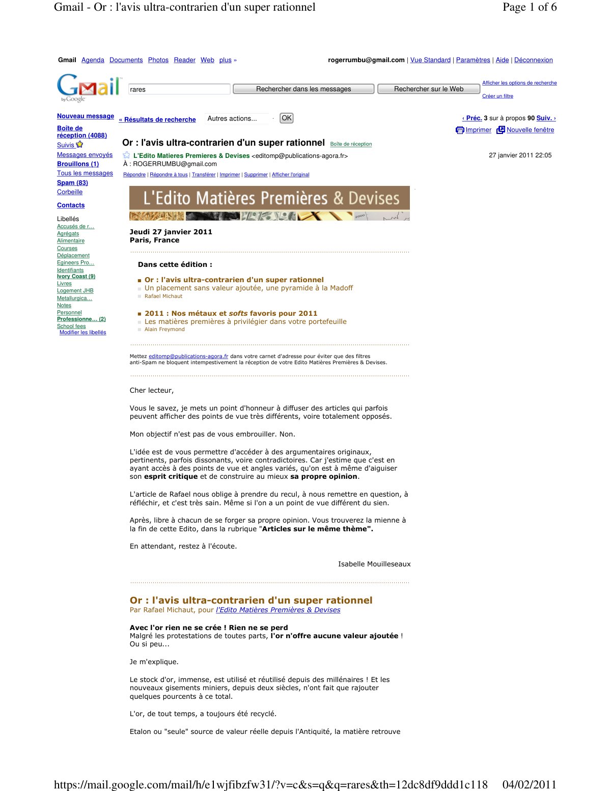 First page of Or-chronique