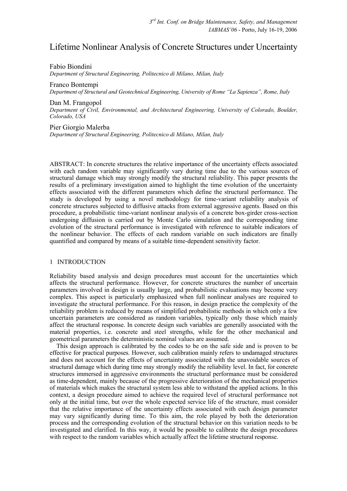 First page of Lifetime nonlinear analysis of concrete
