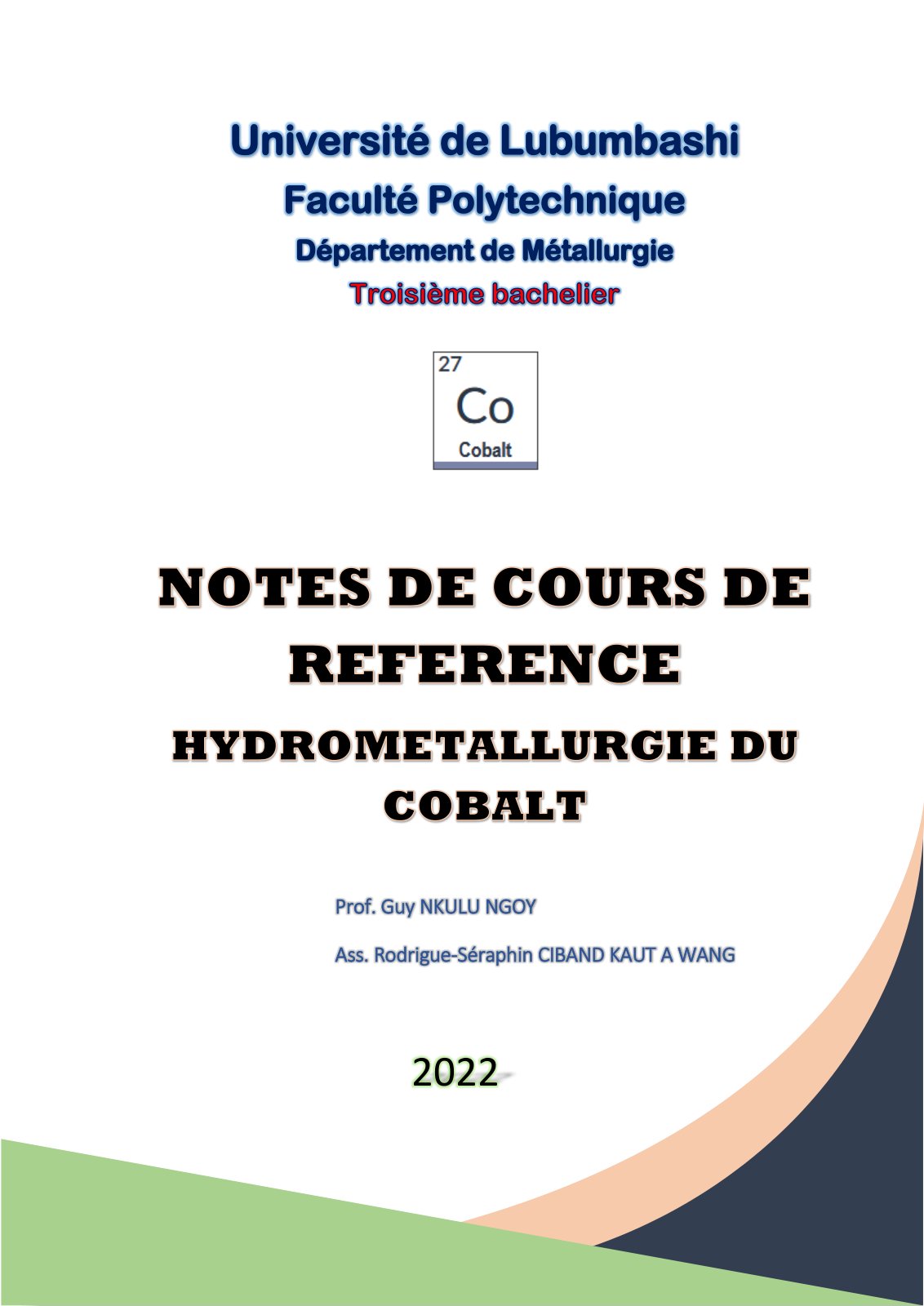 First page of Le cobalt : Etat des lieux et perspectives
