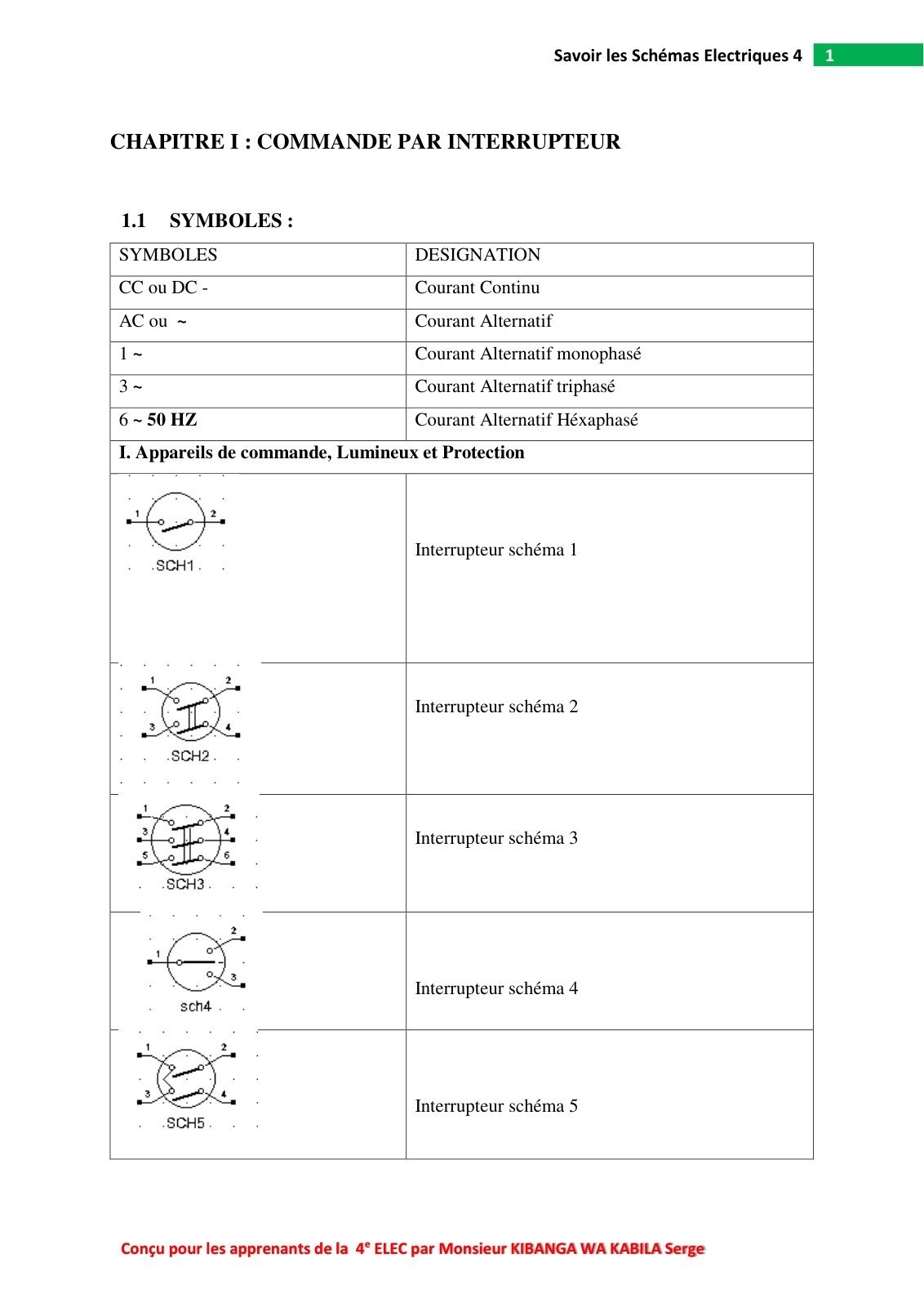 First page of Schémas électriques quatrième techniques 