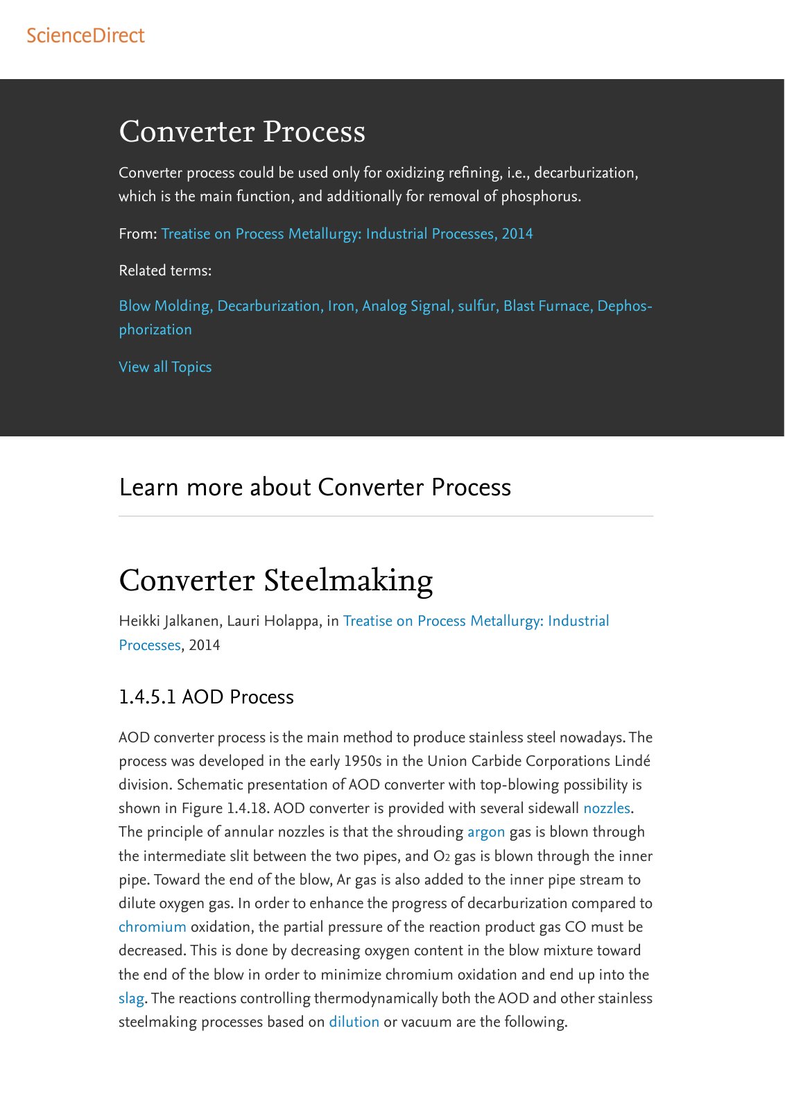 First page of Converter Process AOD