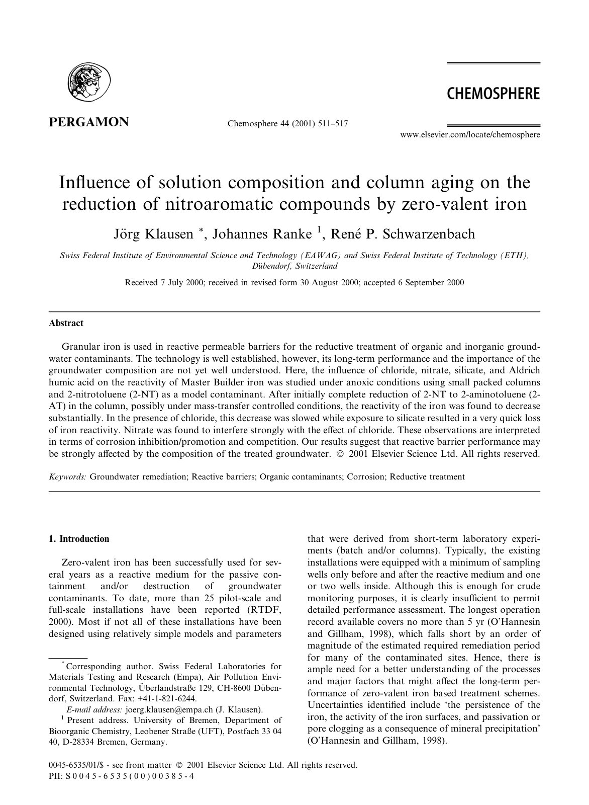 First page of Influence of solution composition and co