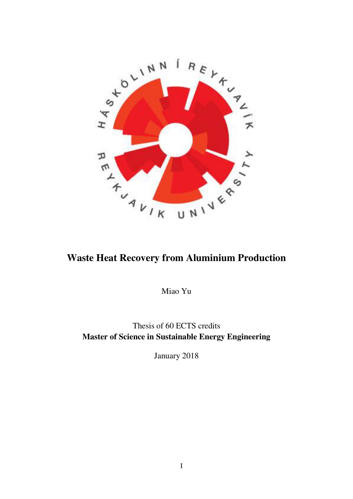 First page of Waste Heat Recovery from Aluminum Produc