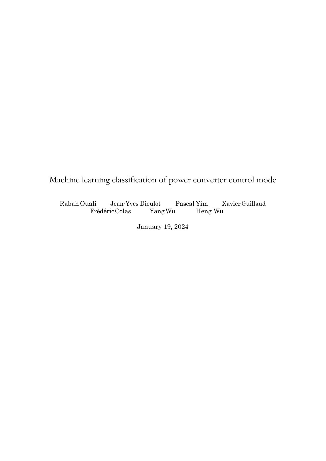 First page of Machine learning classification of power converter control mode