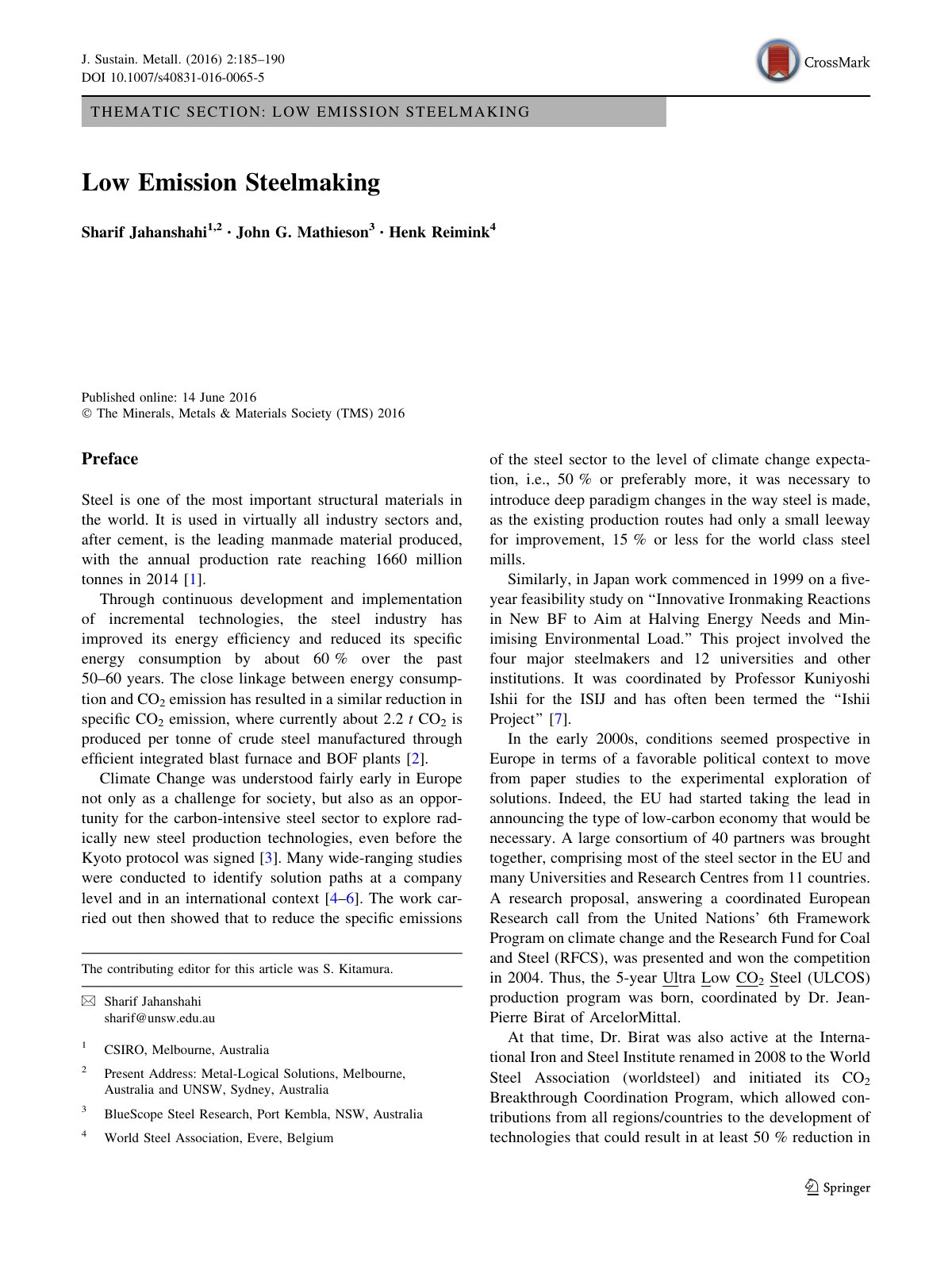 First page of 058 Low Emission Steelmaking