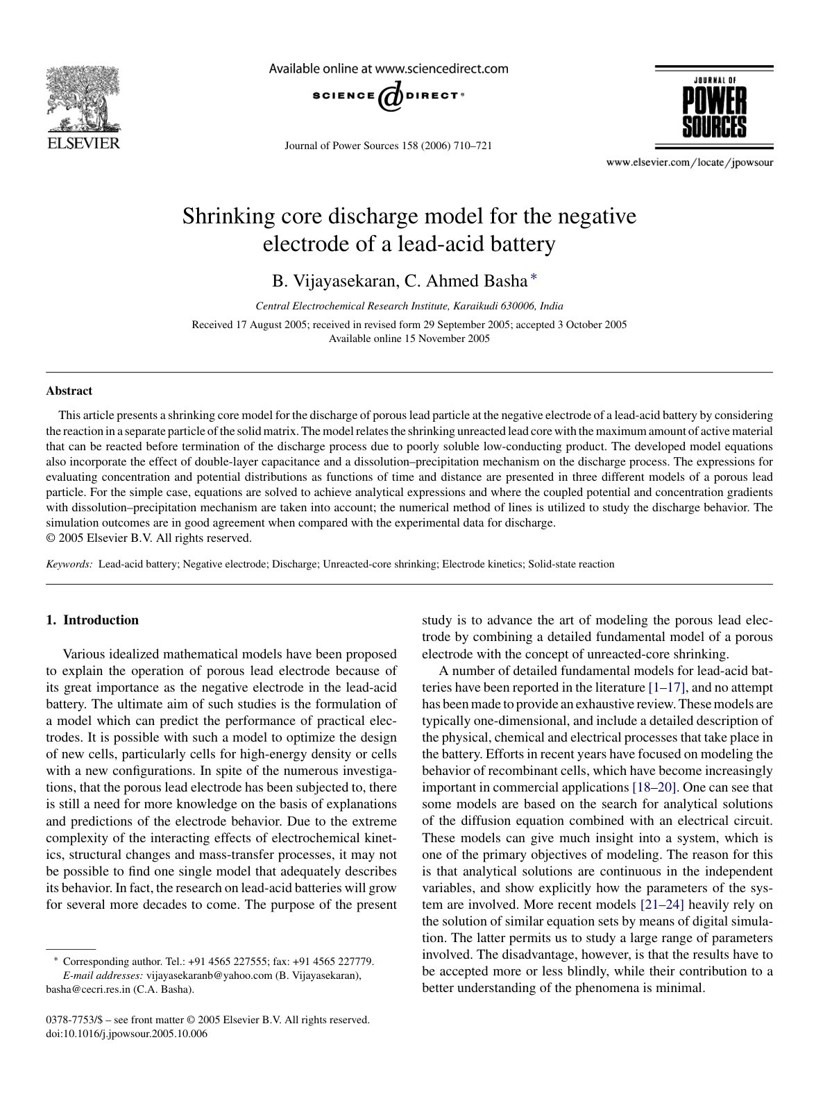 First page of Shrinking core discharge model for the n