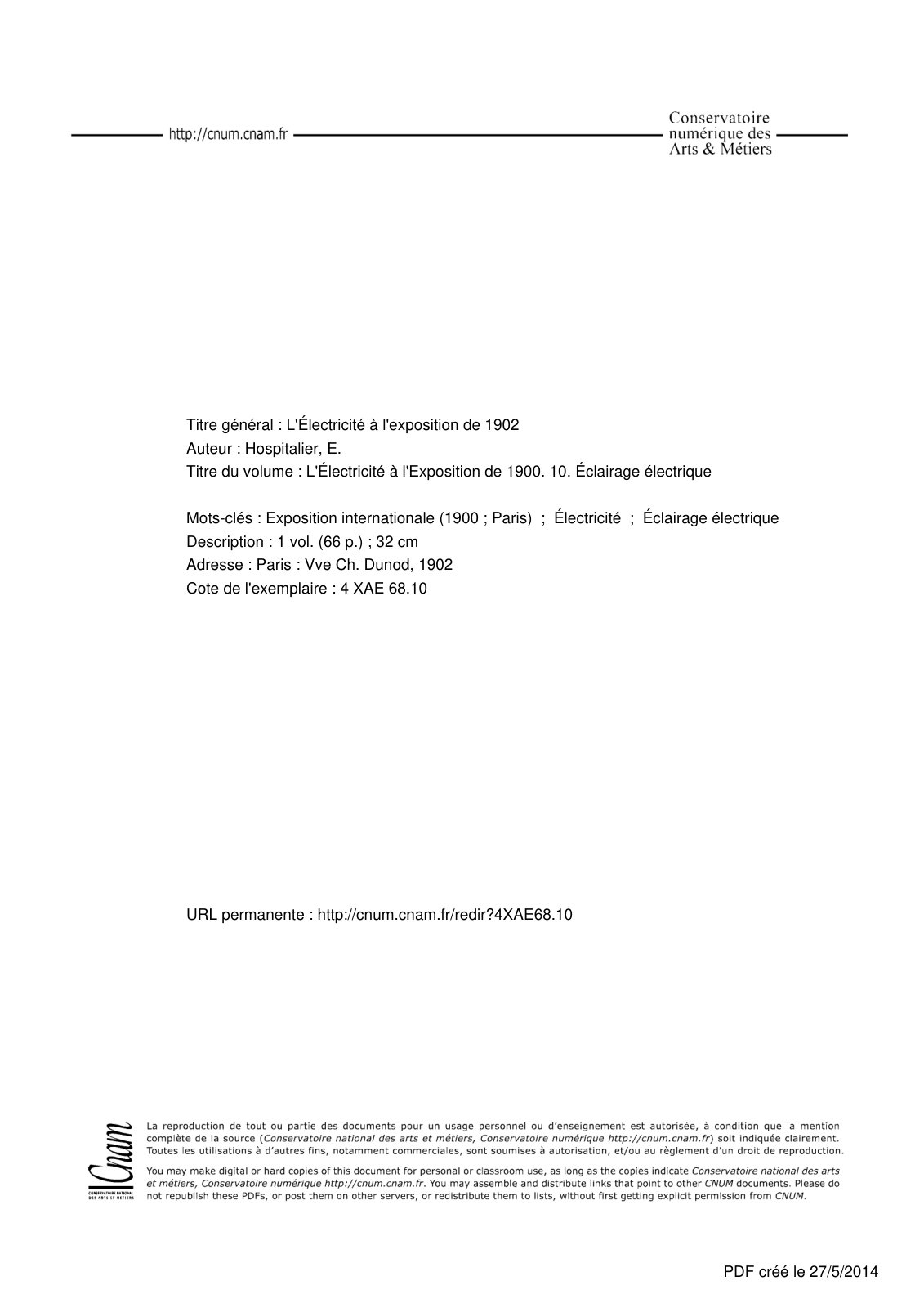 First page of cnum 10 eclairage