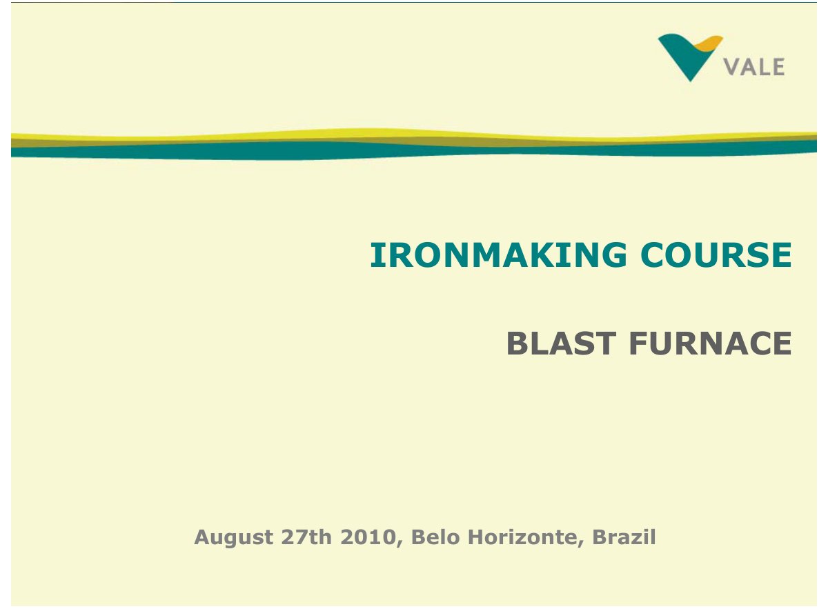 First page of 56669946 Iron Making Course Blast Furnace