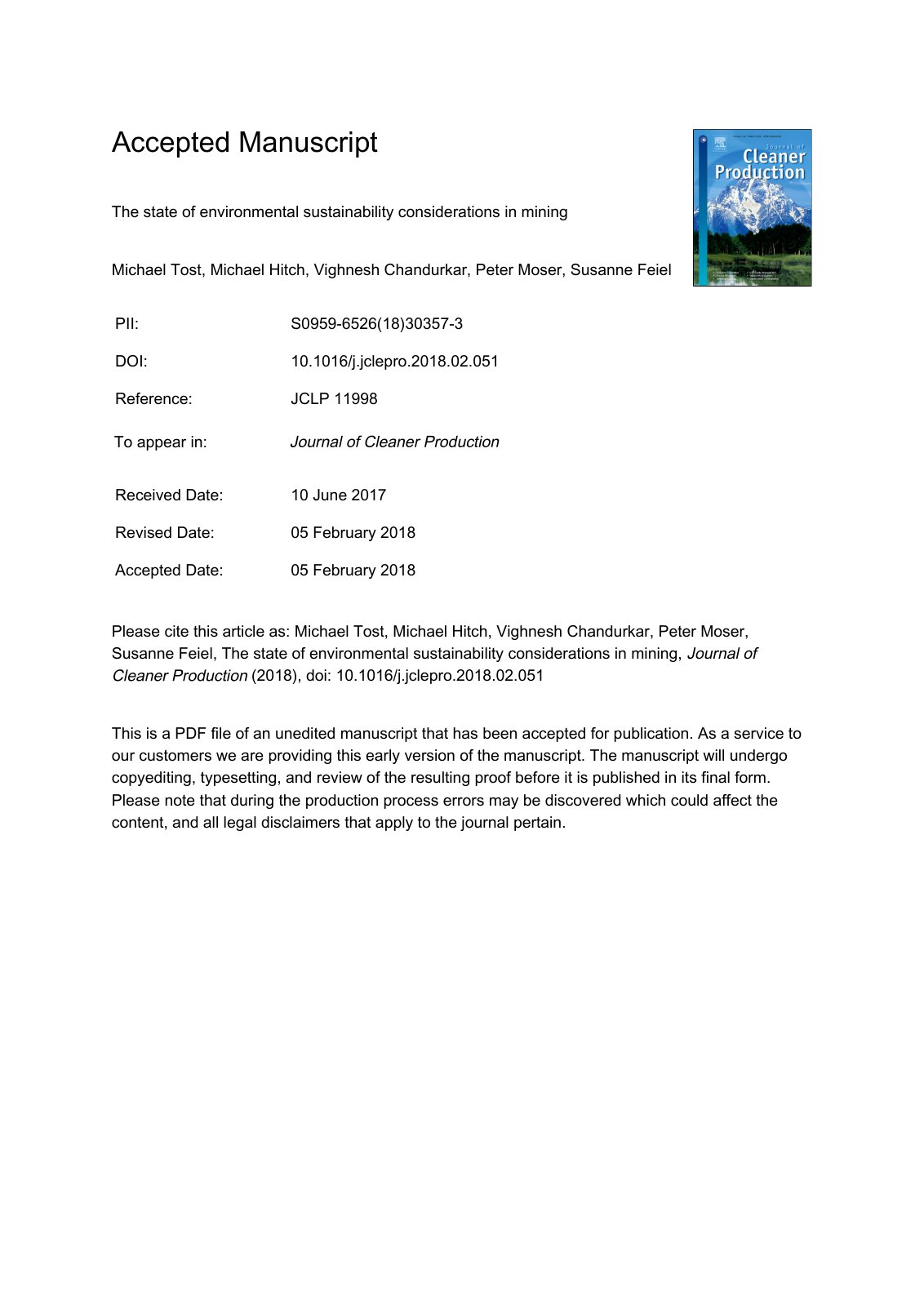 First page of The state of environmental sustainabilit