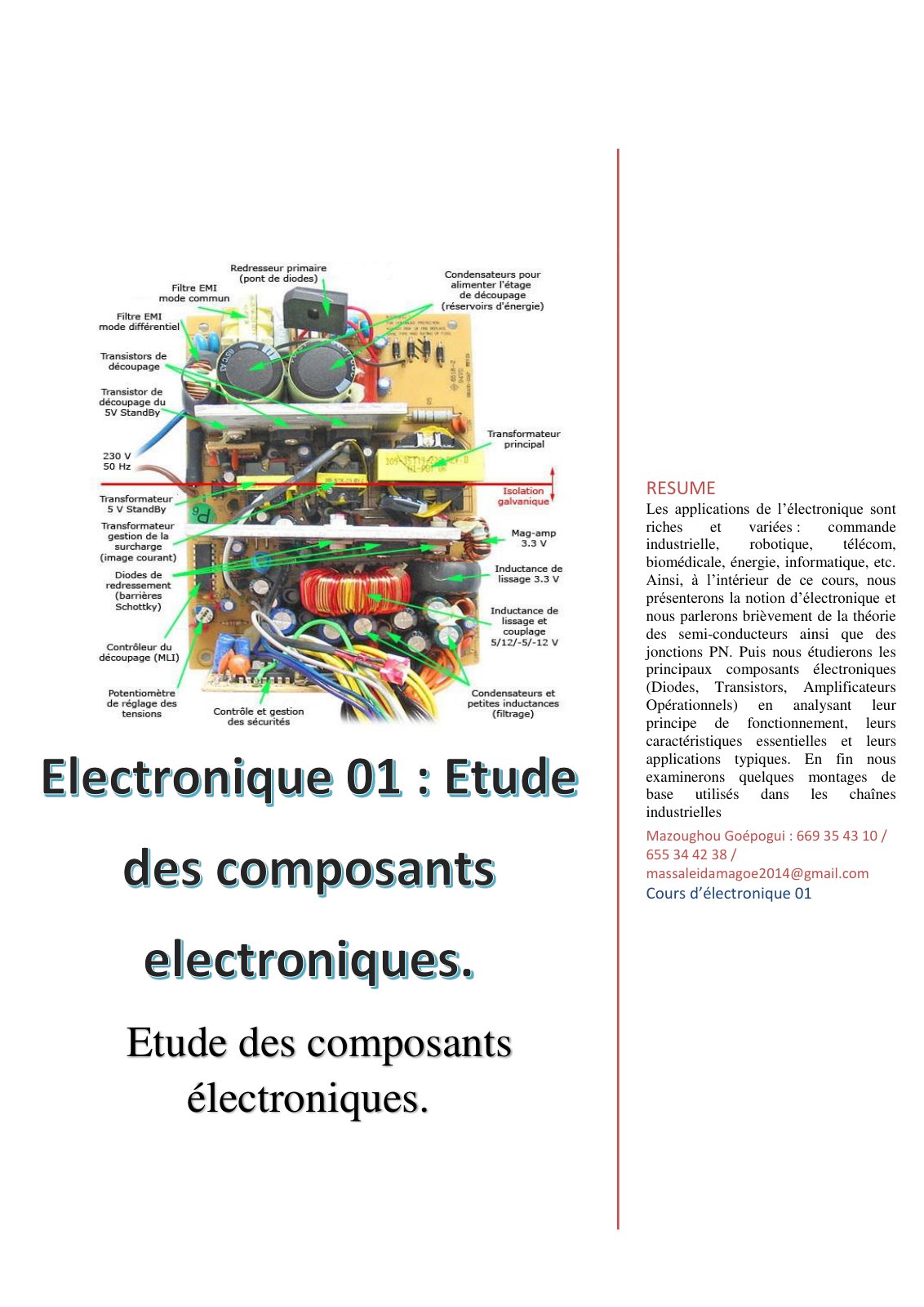 First page of etude composants electroniques