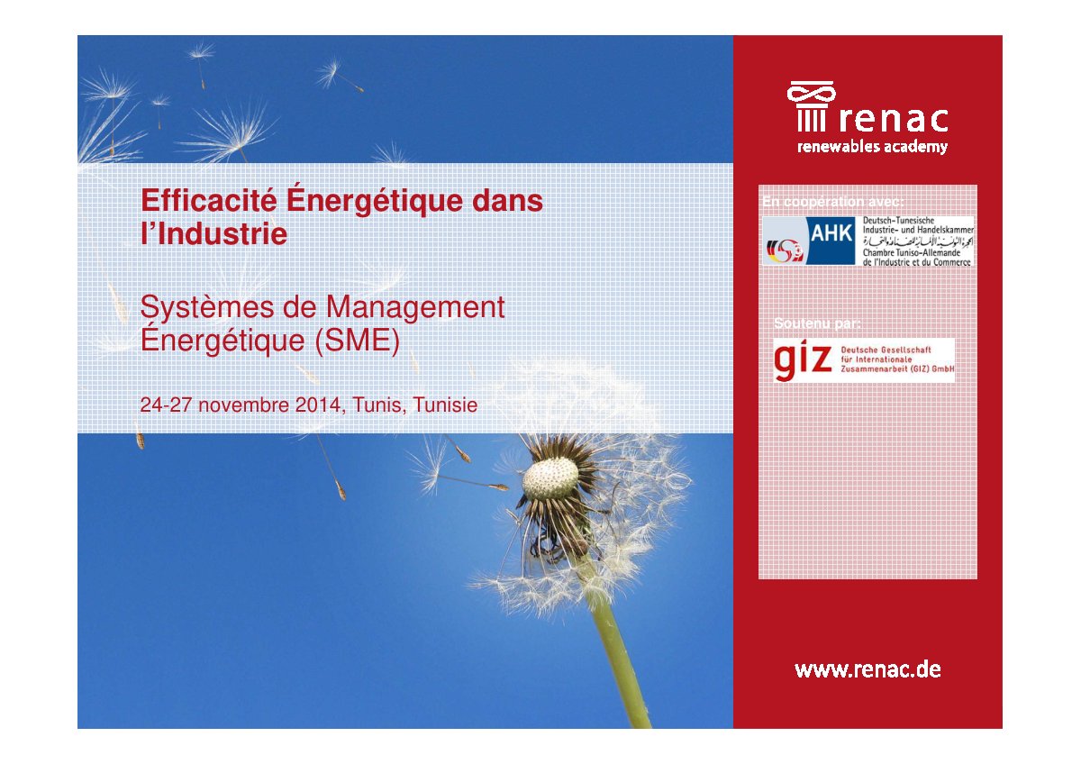 First page of Systèmes de Management Énergétique (SME)